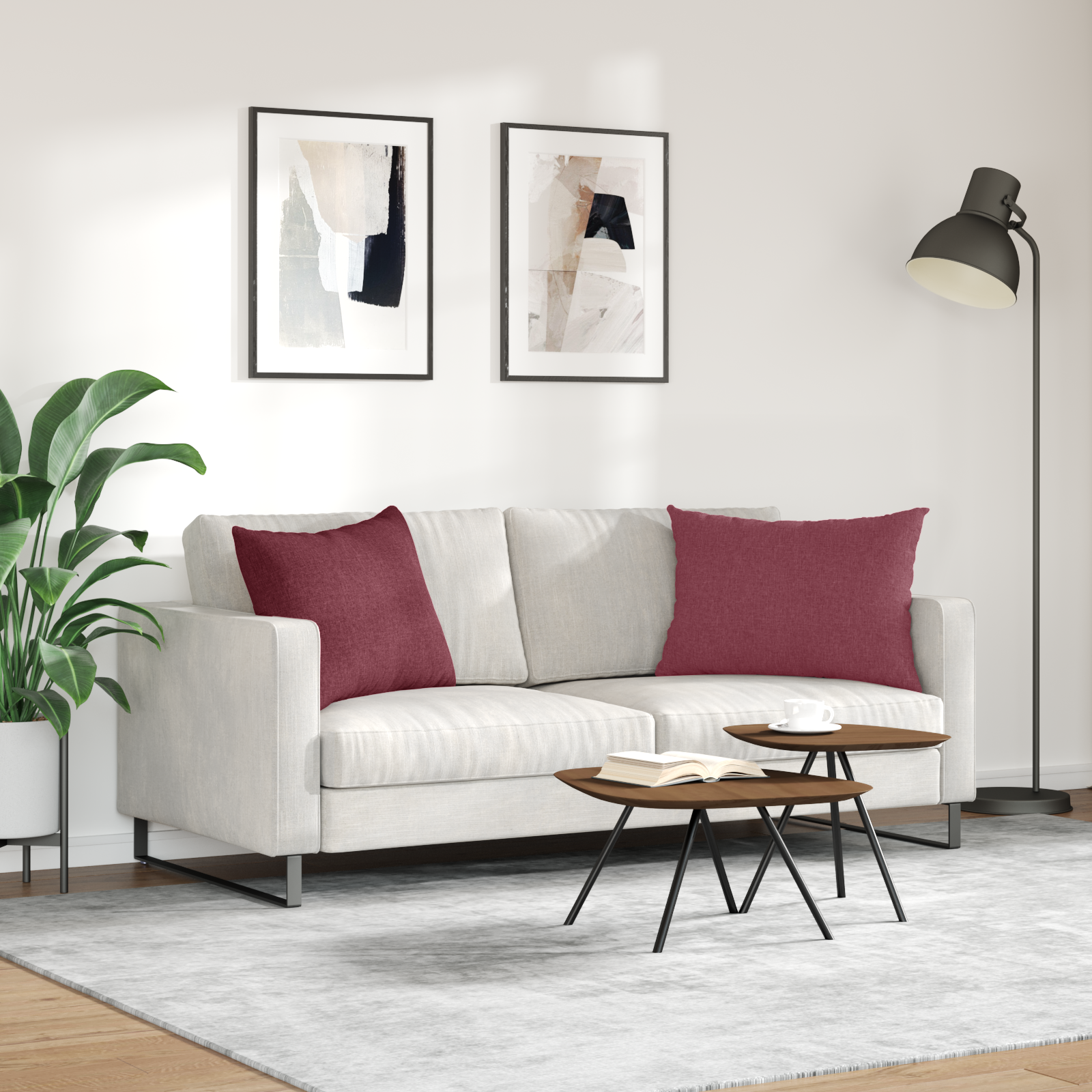 Sofa Pagalvės 2 pcs Vyno raudona 70 x 50 cm audinys