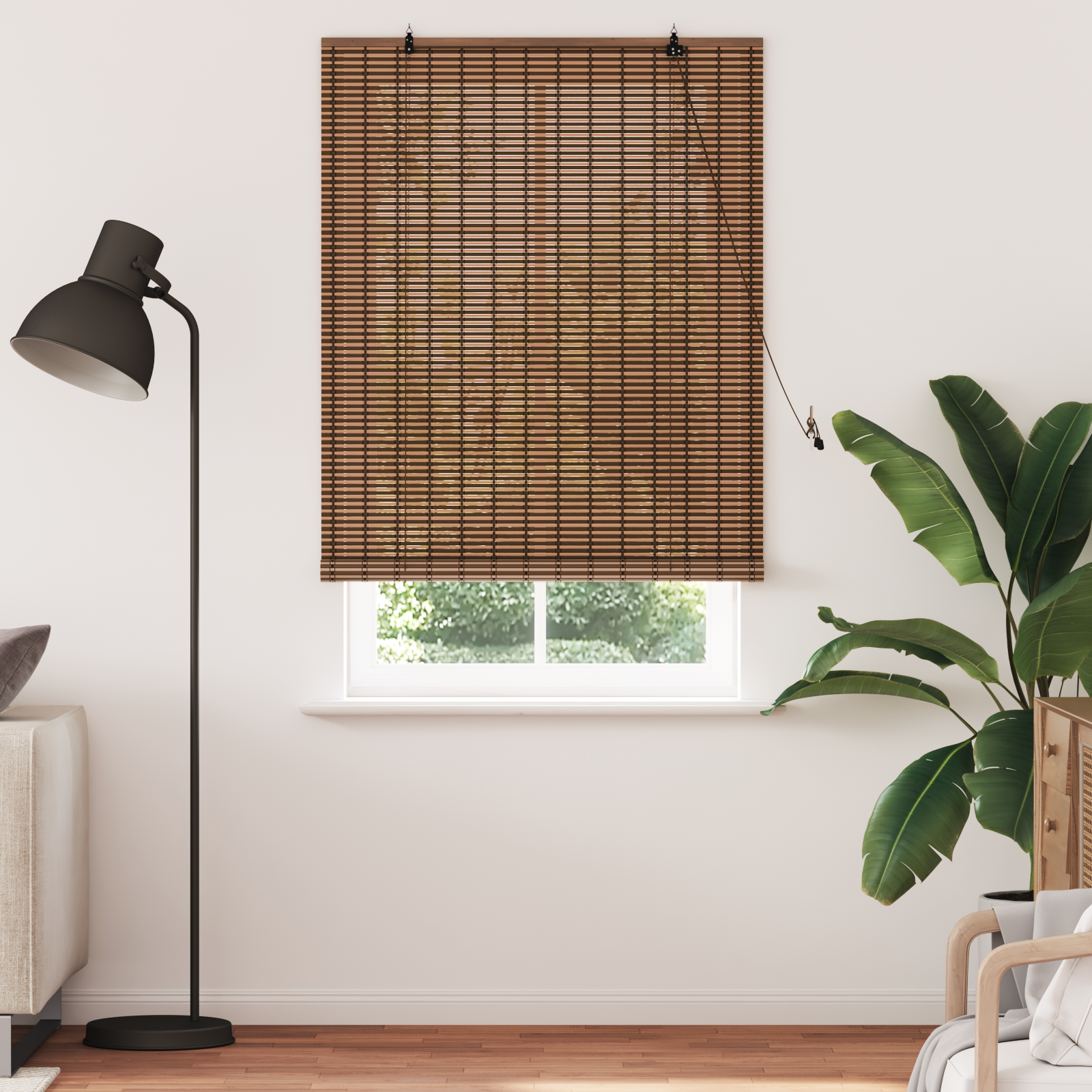 Langų žaliuzė su užuolaidomis Ruda 110 x 220 cm bambukas
