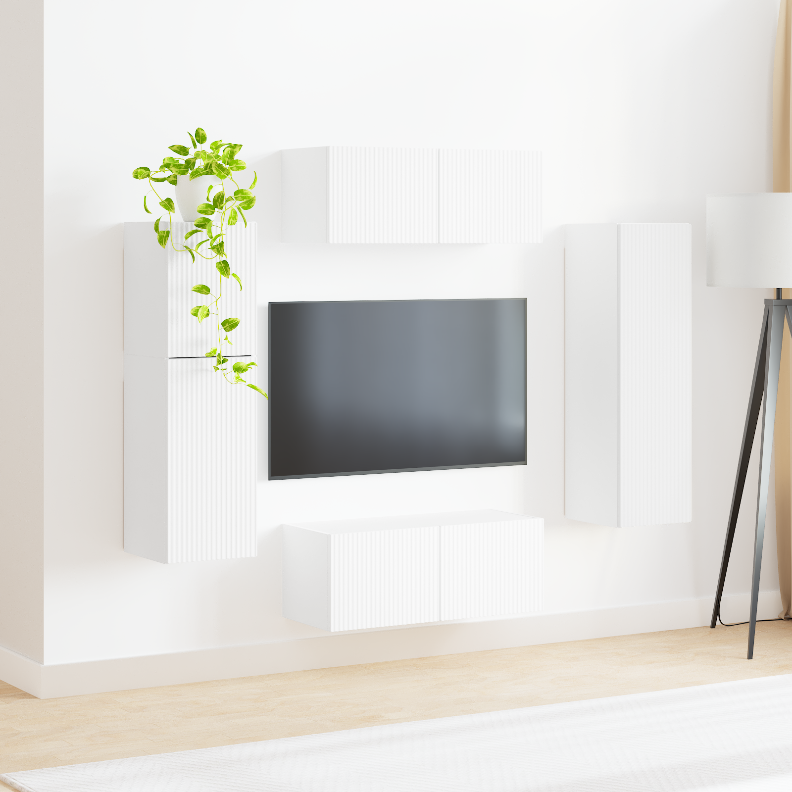 TV spintelių komplektas 4 pcs Balta Apdirbta mediena