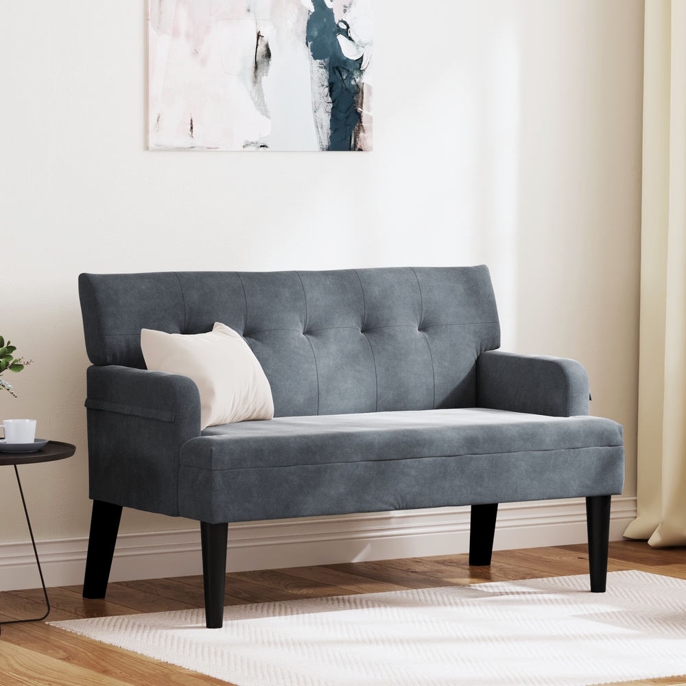 Česterfildo suolas Tamsiai pilka 112 x 65,5 x 75 cm Aksomas