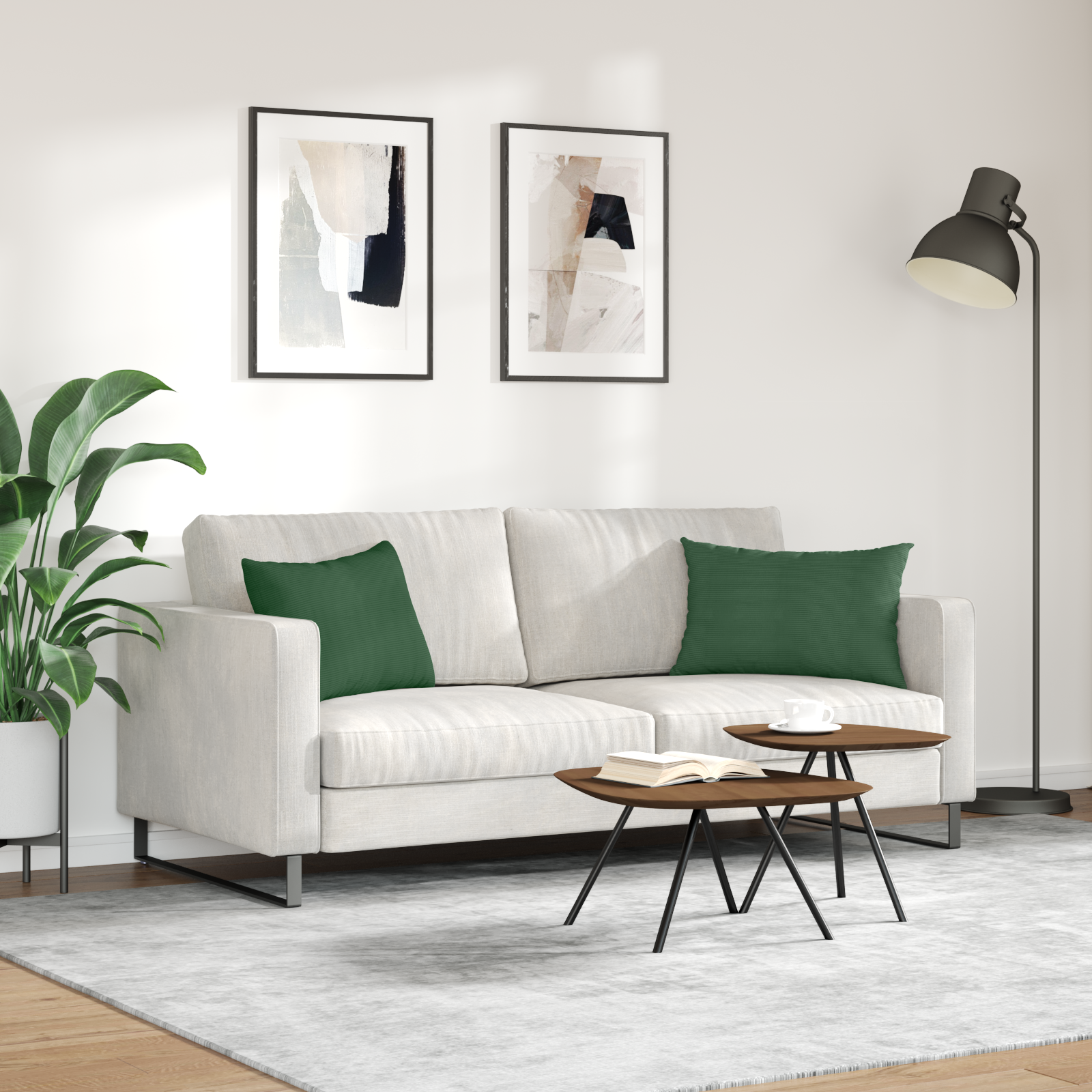 Sofa Pagalvės 2 pcs Tamsiai žalia 60 x 40 cm Kordūrinis audinys