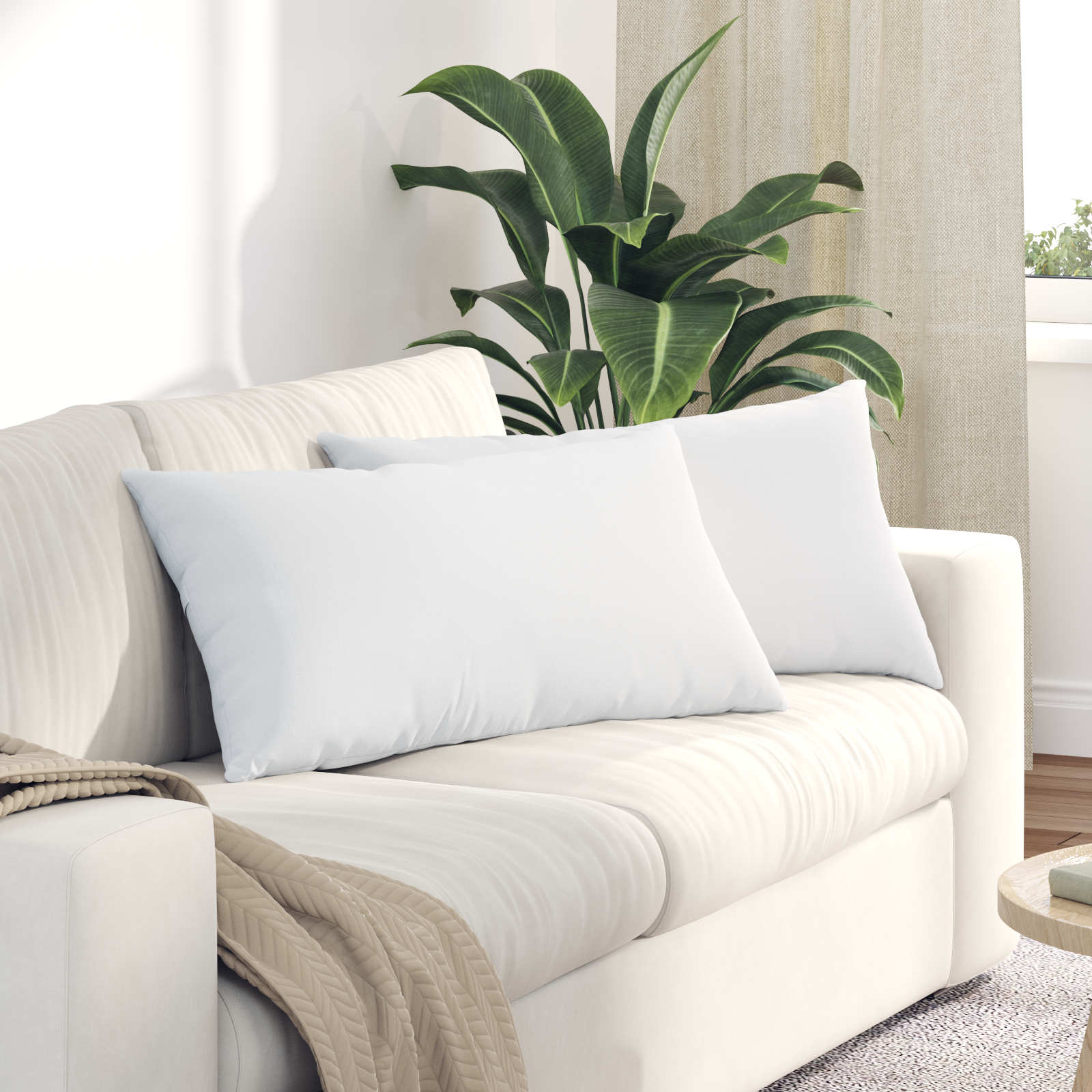 Sofa Cushions 2 pcs White 80 x 40 cm fabric
