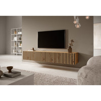 TV spintelė LORCAN, 175 cm, ąžuolas+juoda