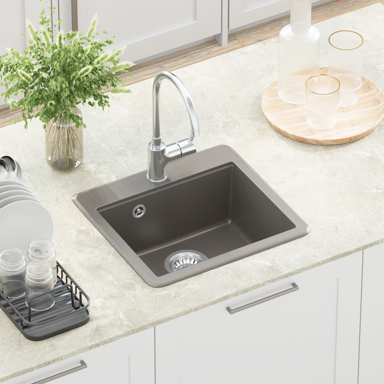 Kriauklė Pilka 470 x 440 mm Granitas
