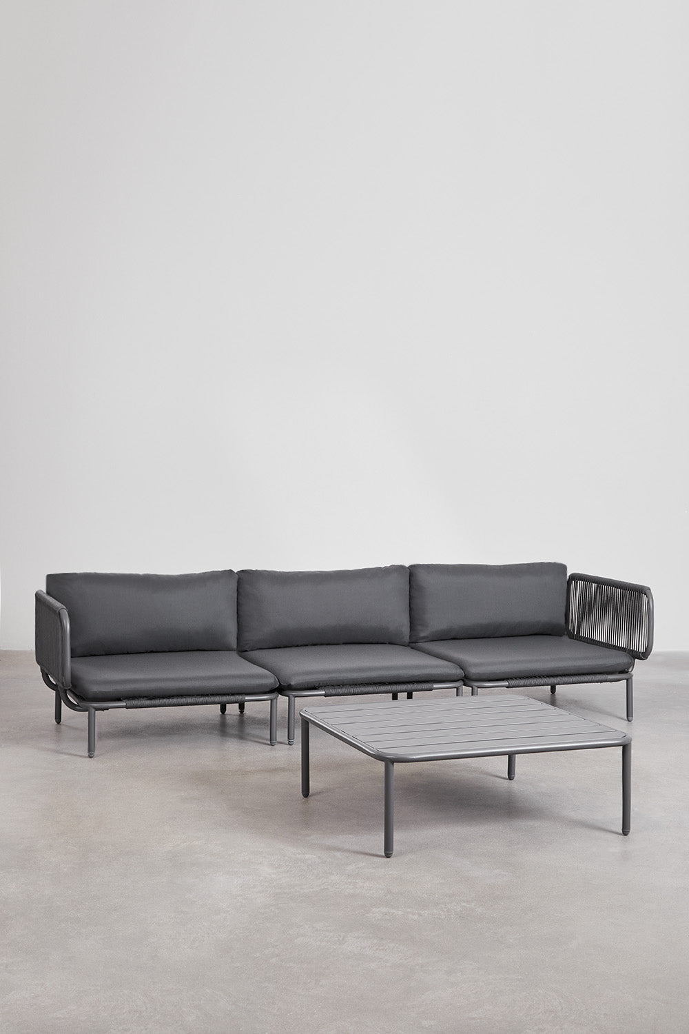 Lauko sofa GRAFITO, trijų dalių komplektas, grafito pilka