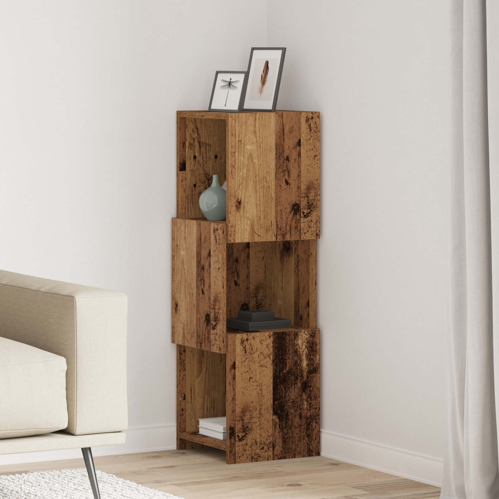 Stūra skapītis Balts 30,5x30x95cm Inženierijas koks
