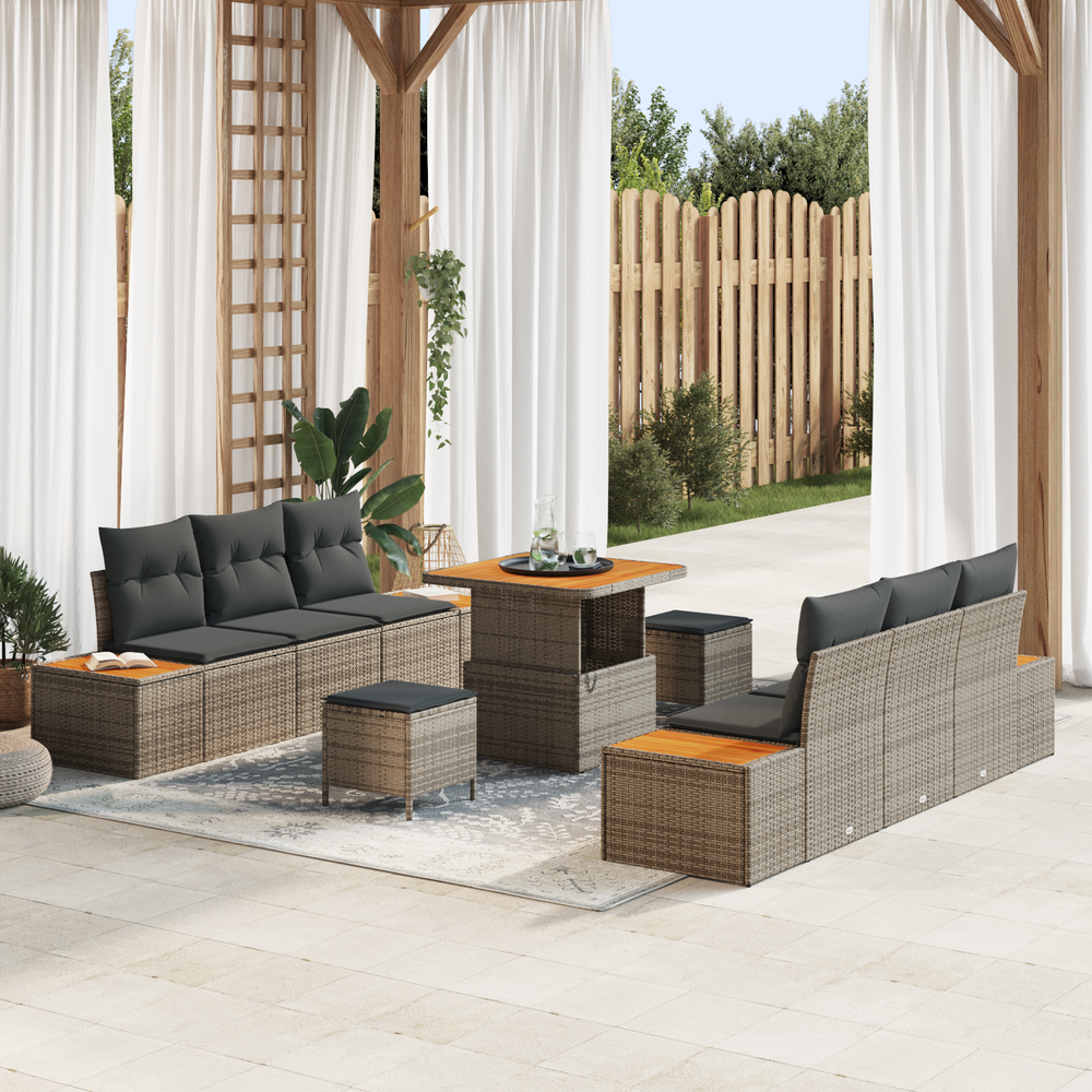 Sodo Sofų Rinkinys su pagalve 9 pcs Pilka