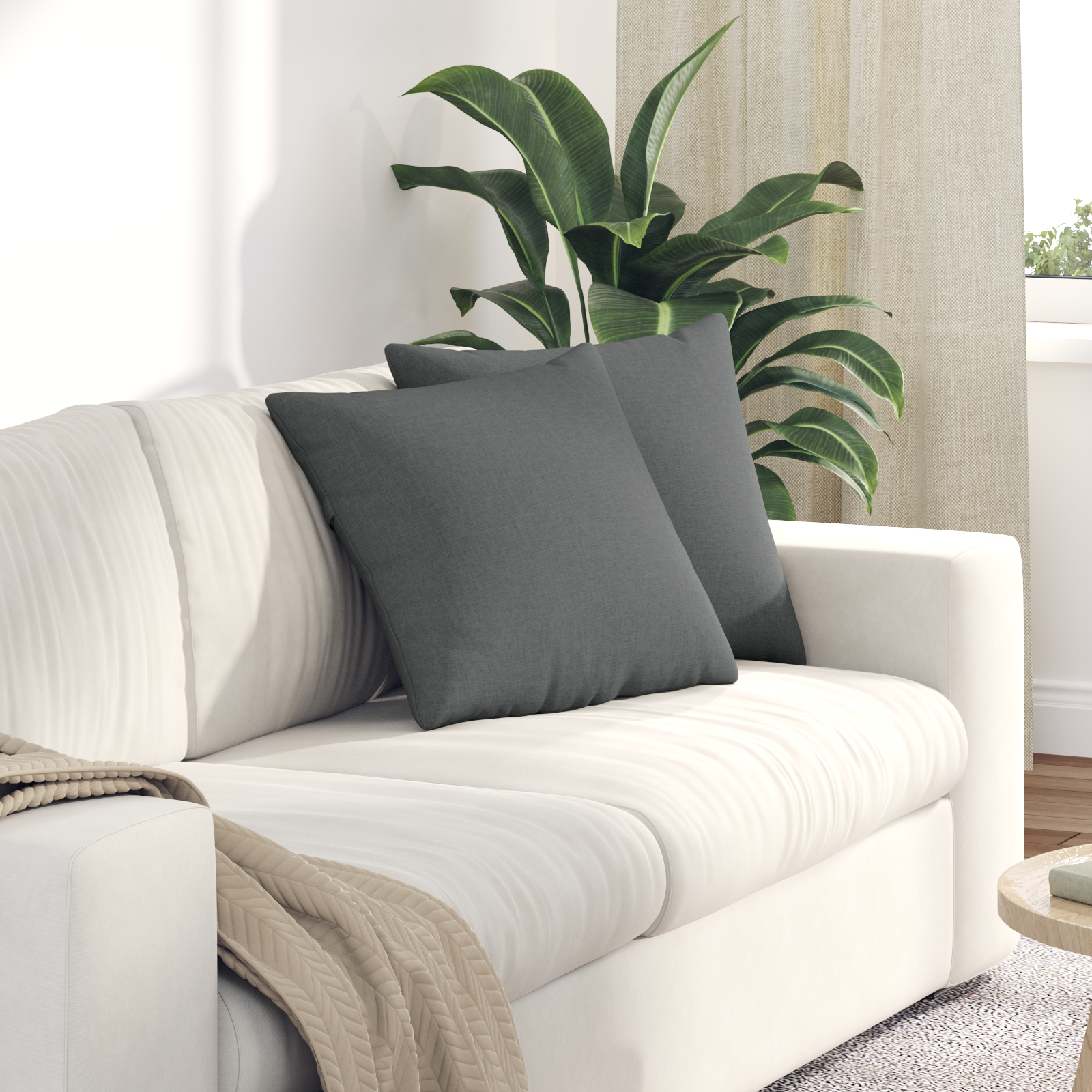 Sofa Pagalvės 2 pcs Tamsiai pilka 45 x 45 cm audinys