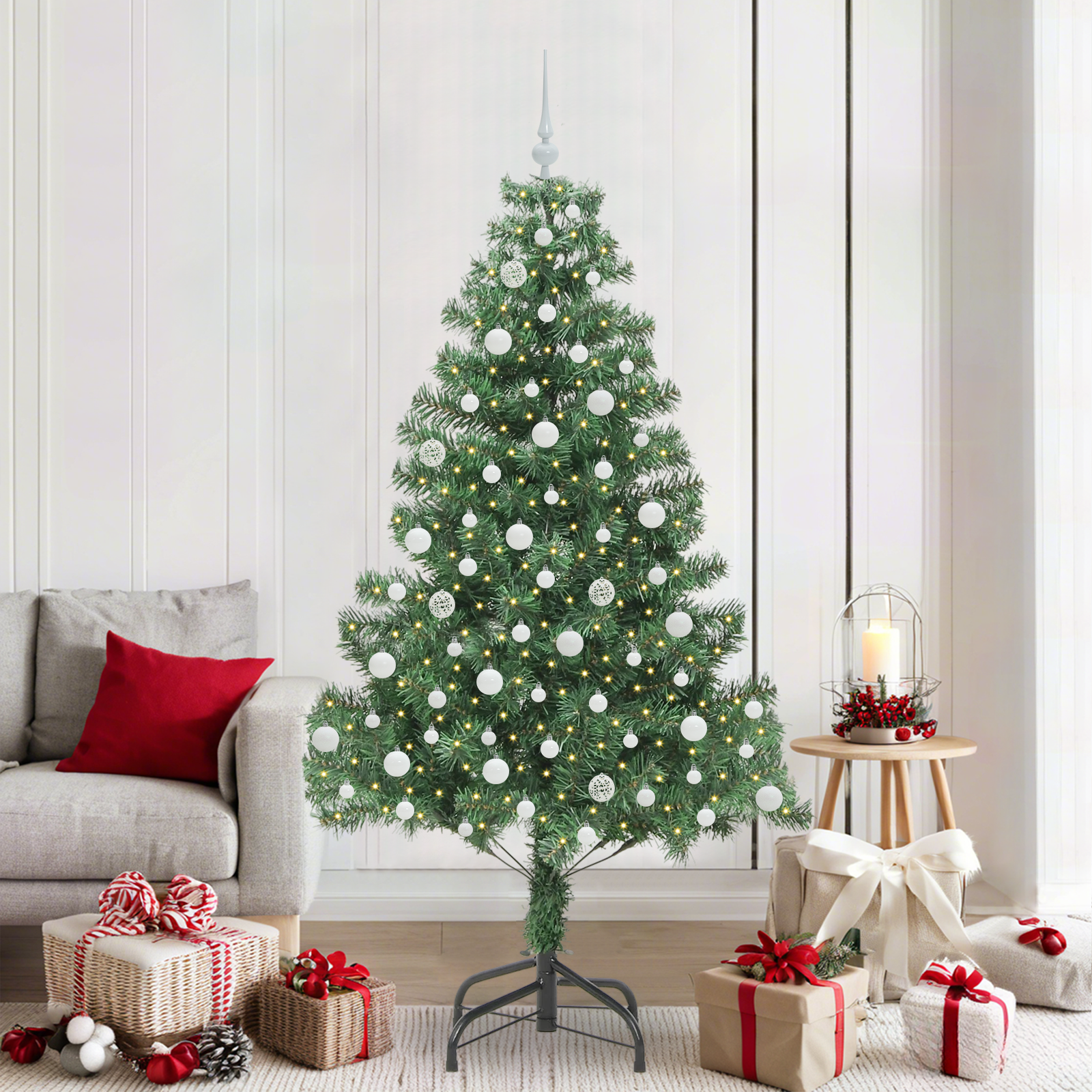 Kalėdų eglutė su 300 LED s stovu Žalia 210 cm PVC