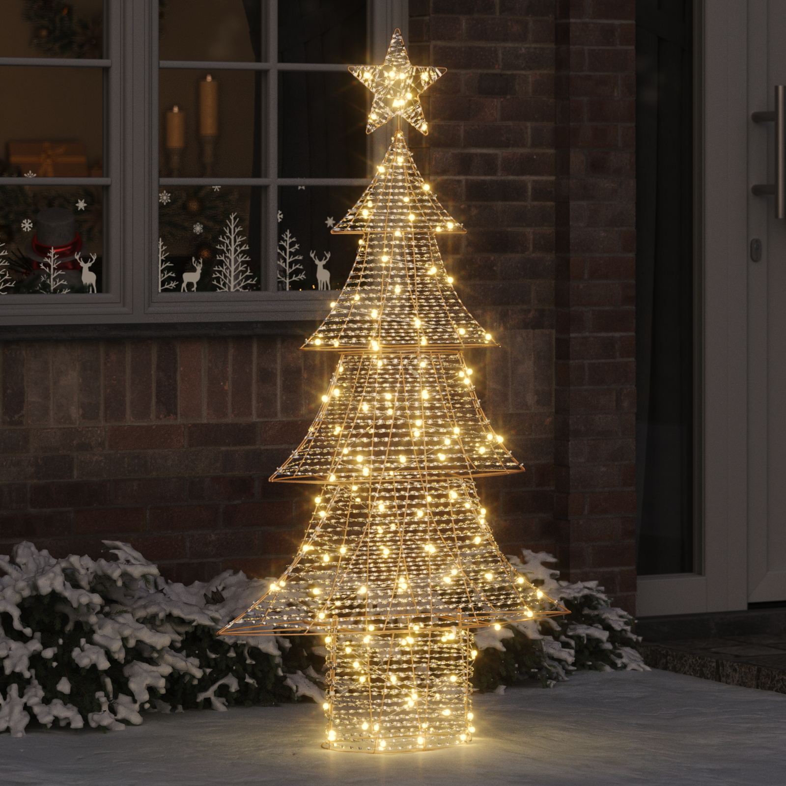 Ziemassvētku egle ar 160 LED silti baltām lampiņām 151 cm PET