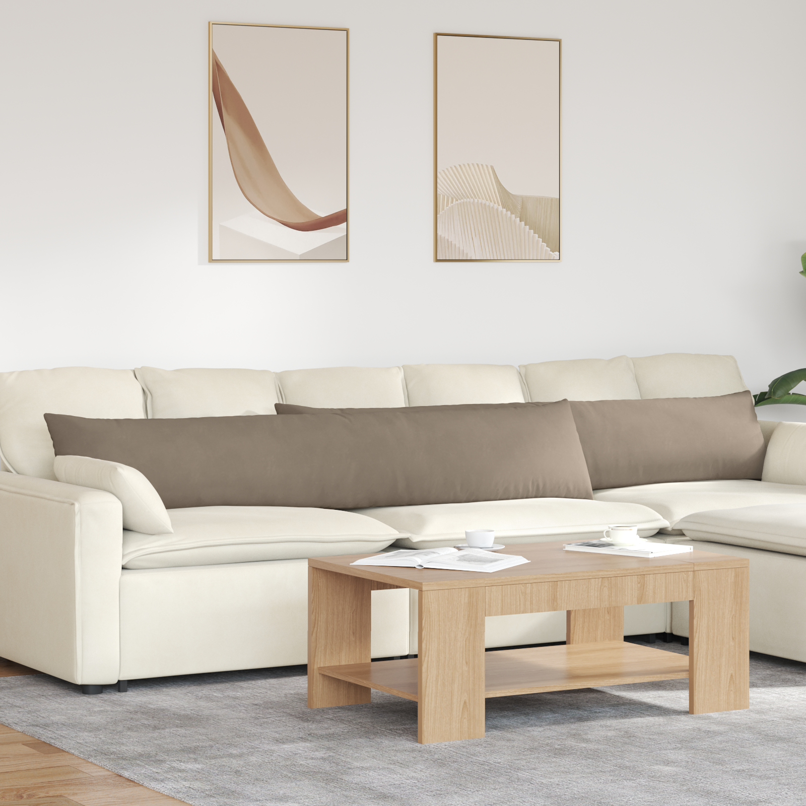 Sofa Pagalvės 2 pcs Taupe 200 x 40 cm audinys
