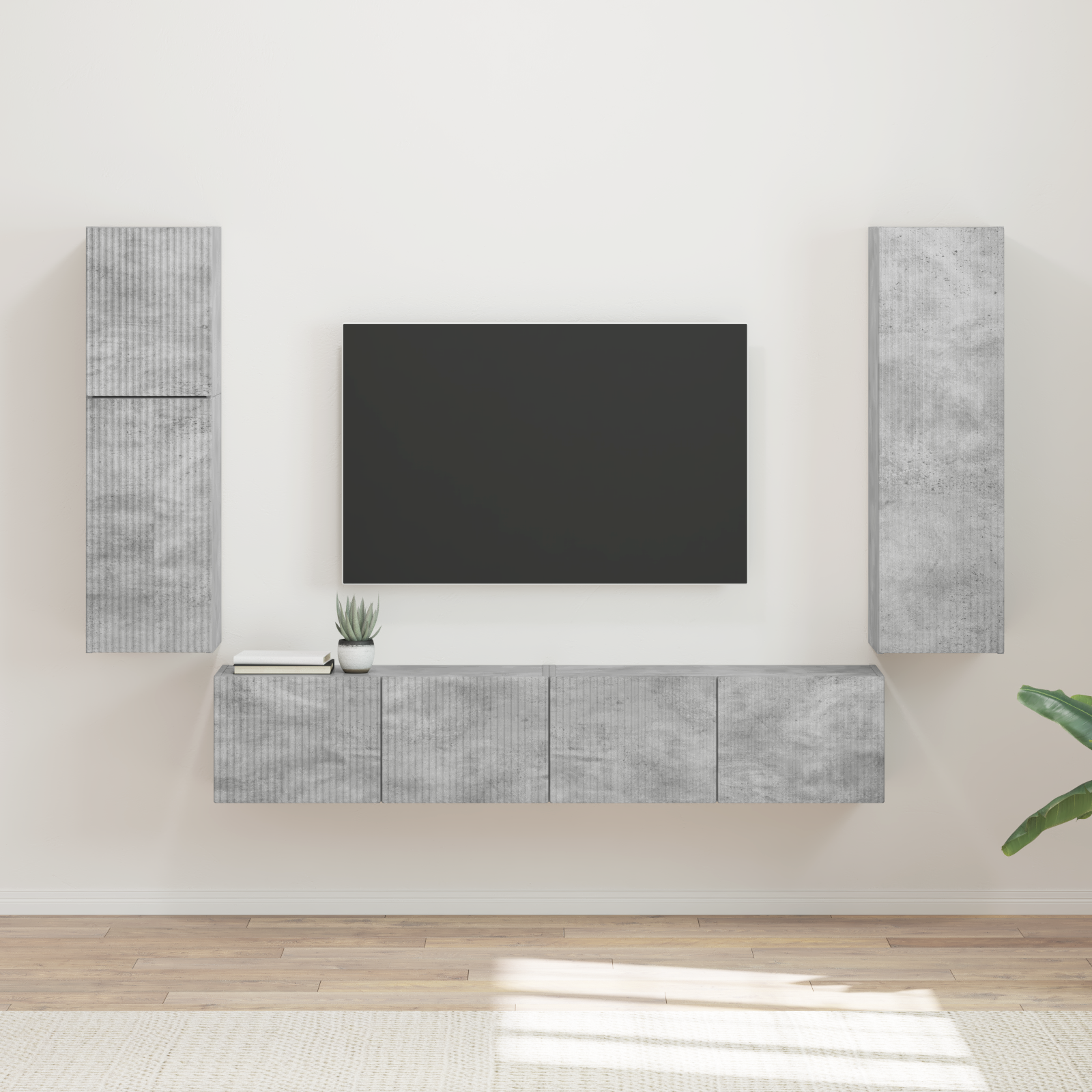 TV spintelių komplektas 4 pcs Betono pilka Apdirbta mediena