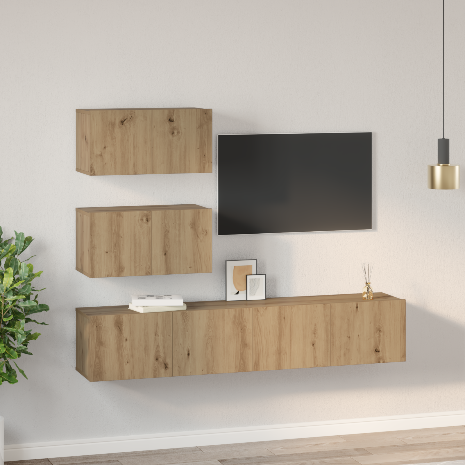TV spintelių komplektas 4 pcs artisano ąžuolo 80 x 30 x 30 cm