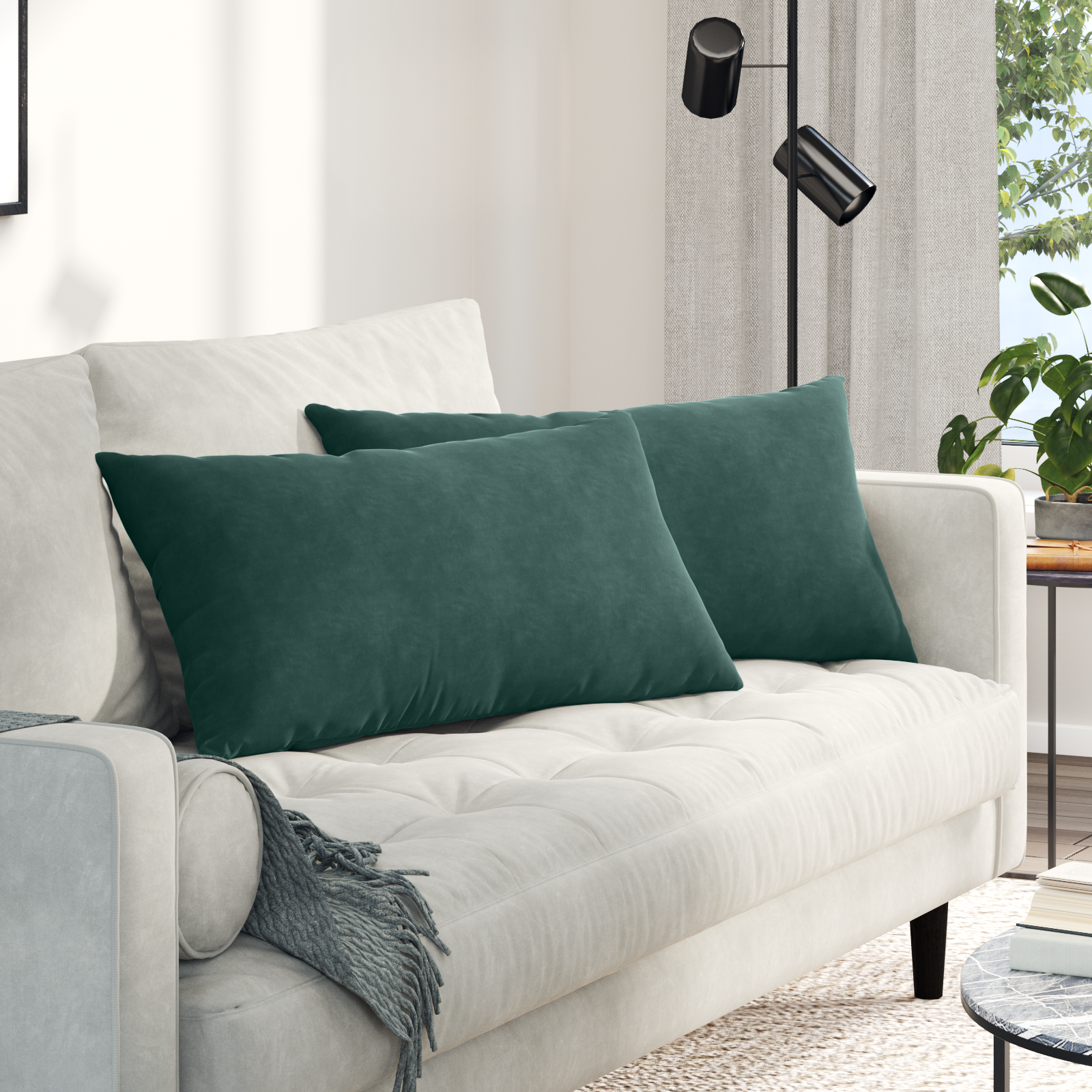 Sofa Pagalvės 2 pcs Tamsiai žalia 80 x 40 cm Kordūrinis audinys