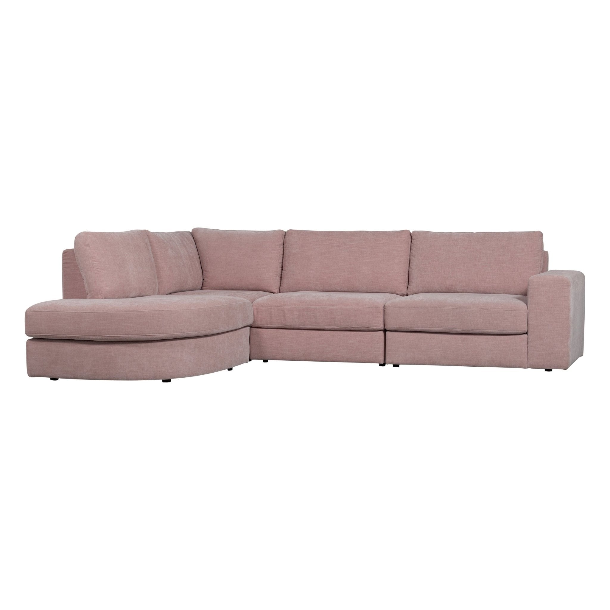 "Family" kairės pusės kampinė sofa, rožinė - Namų Idėja