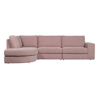 "Family" kairės pusės kampinė sofa, rožinė - Namų Idėja