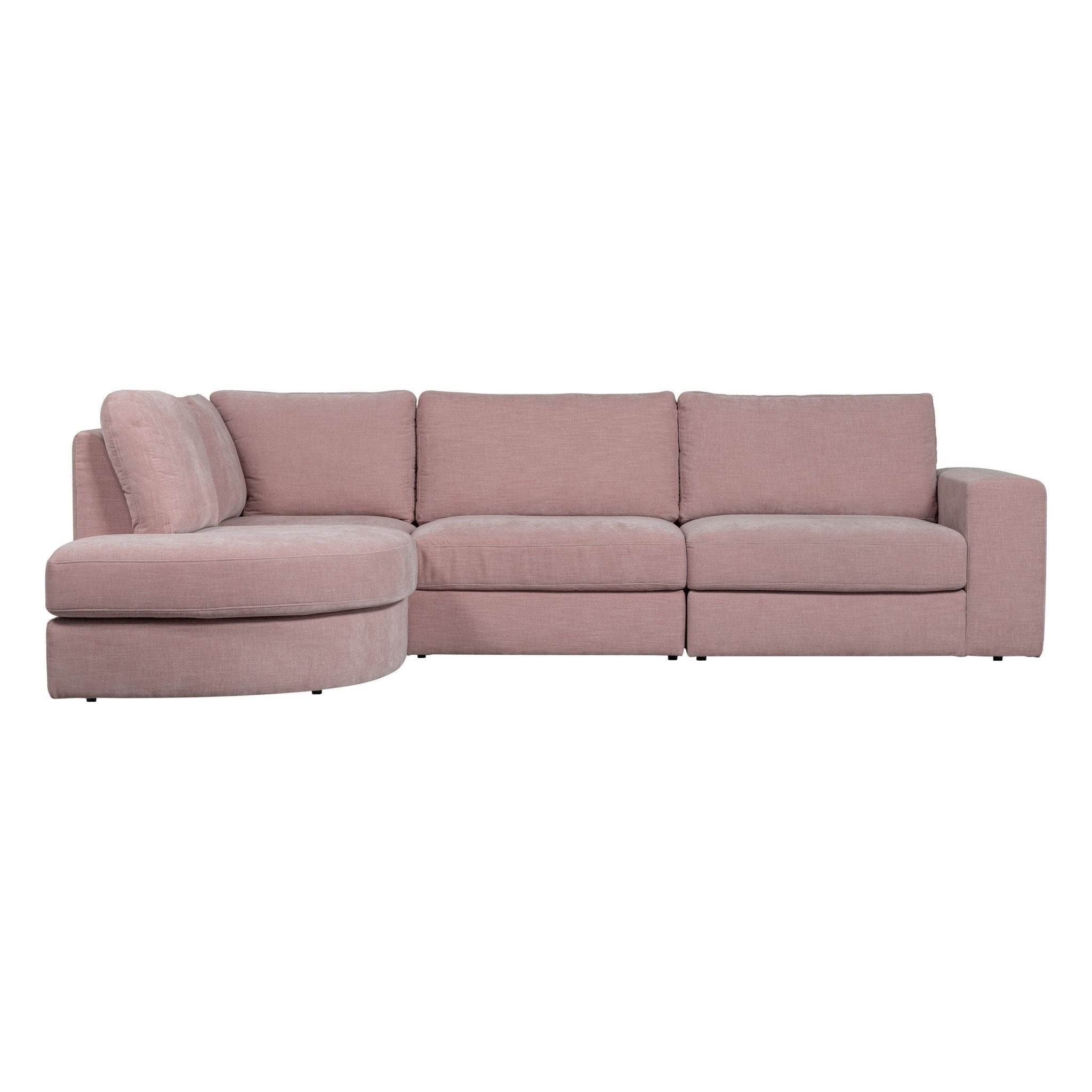 "Family" kairės pusės kampinė sofa, rožinė - Namų Idėja