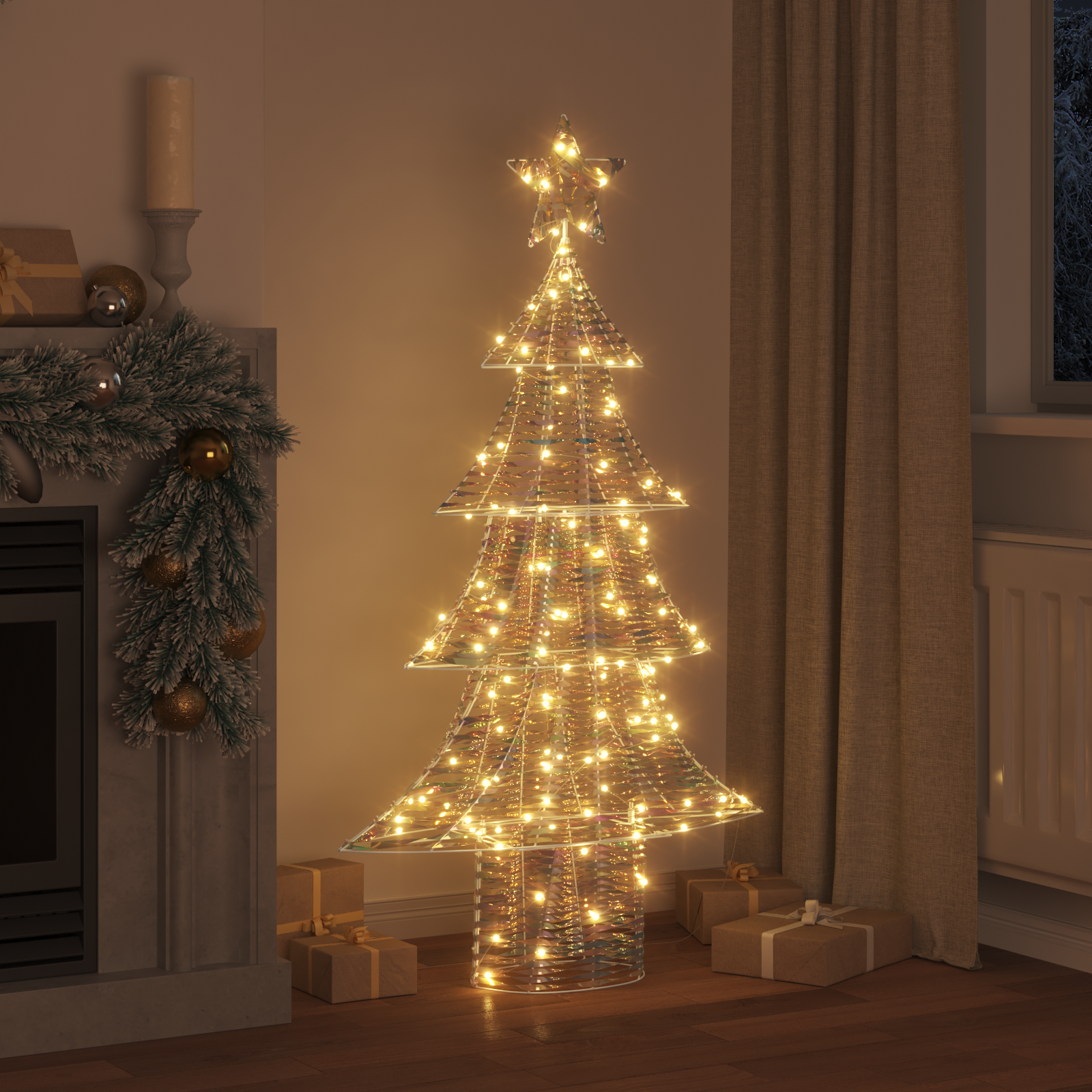 Ziemassvētku egle ar 160 LED silti balta 150 cm PET
