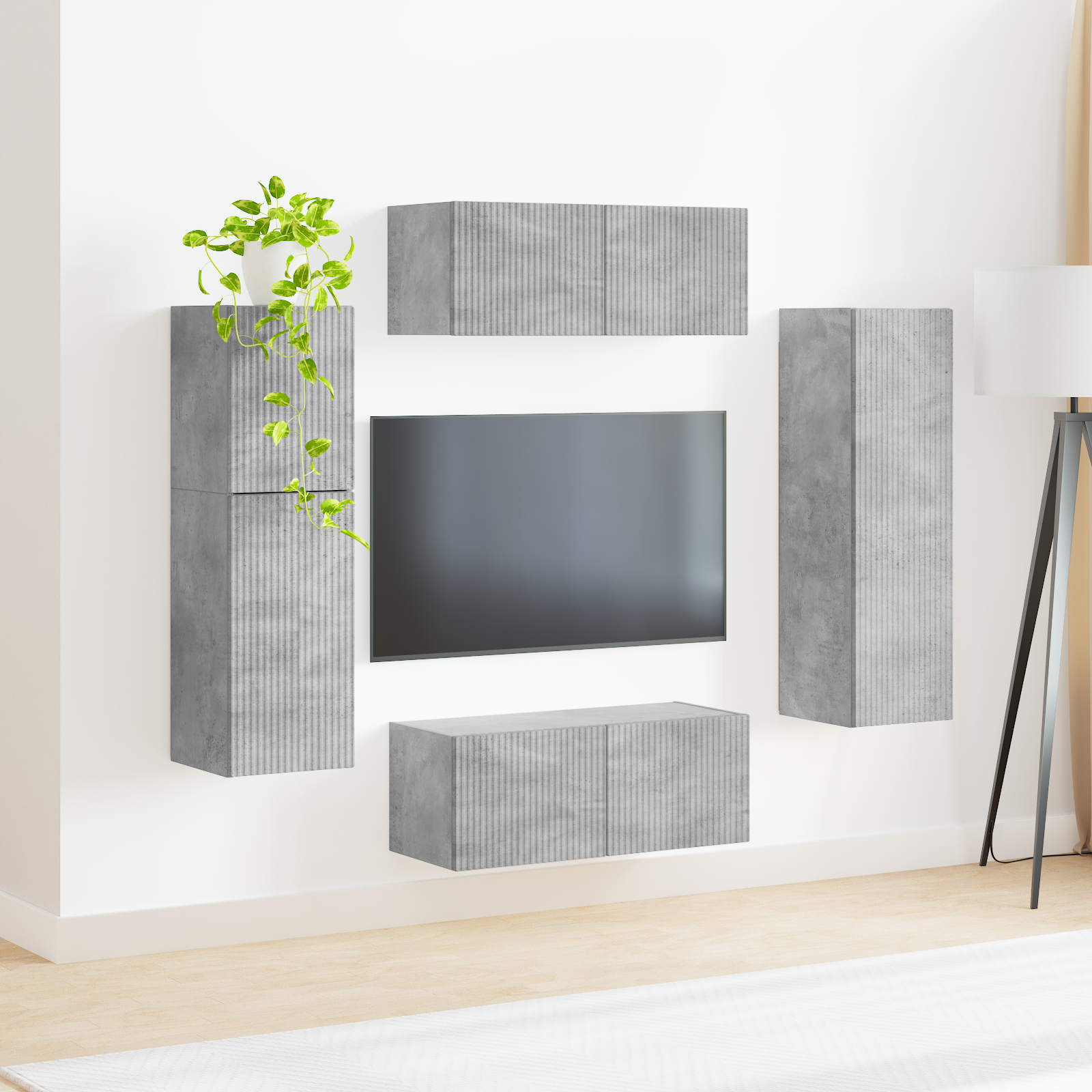 TV spintelių komplektas 4 pcs Betono pilka Apdirbta mediena