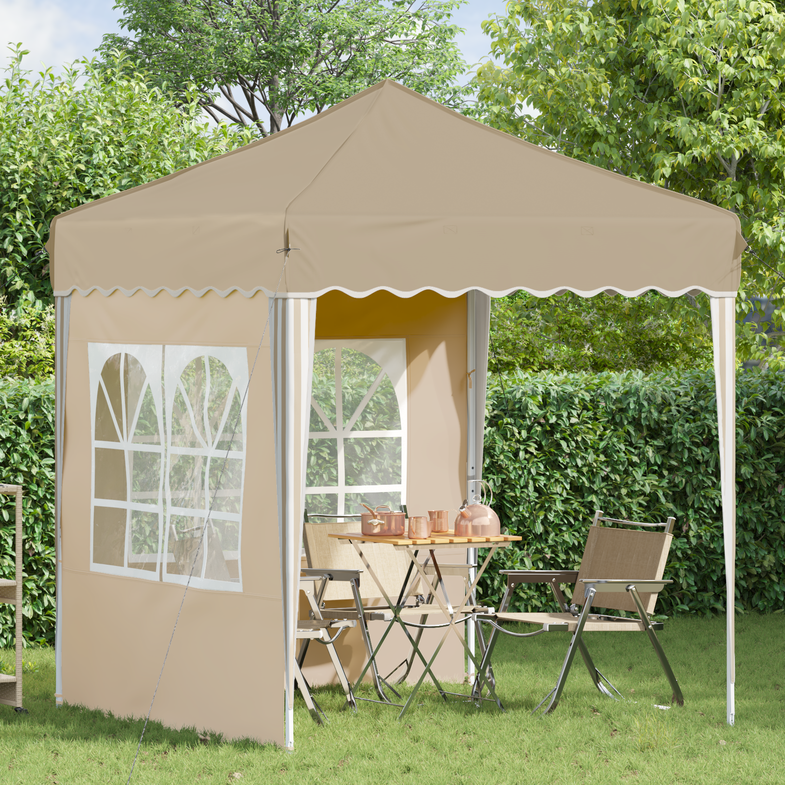 Pop-up šventinis palapinė Kreminė 195 x 195 x 245 cm