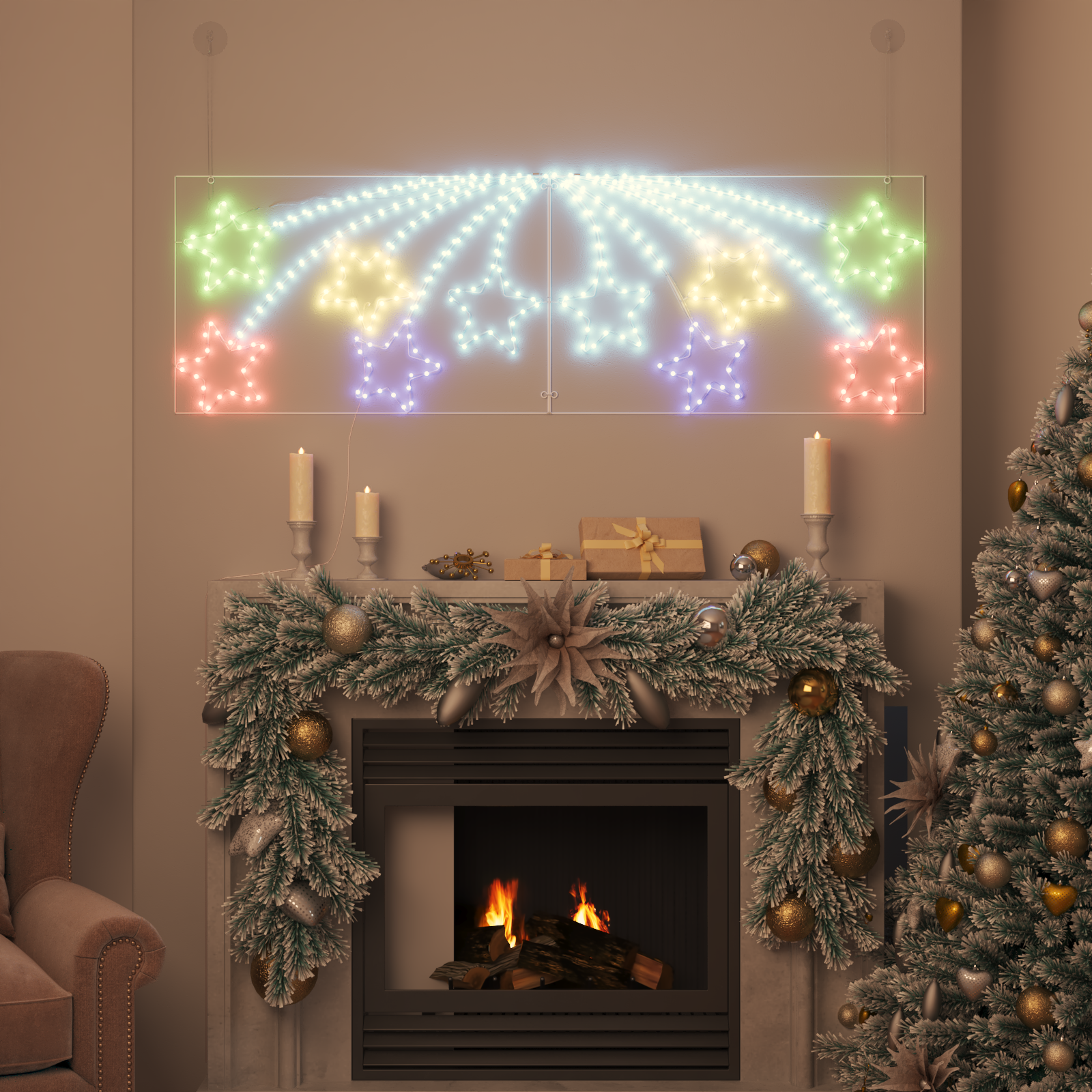 Kalėdų Žvaigždė su 432 LED Įvairiaspalvis 182 x 58 cm PVC