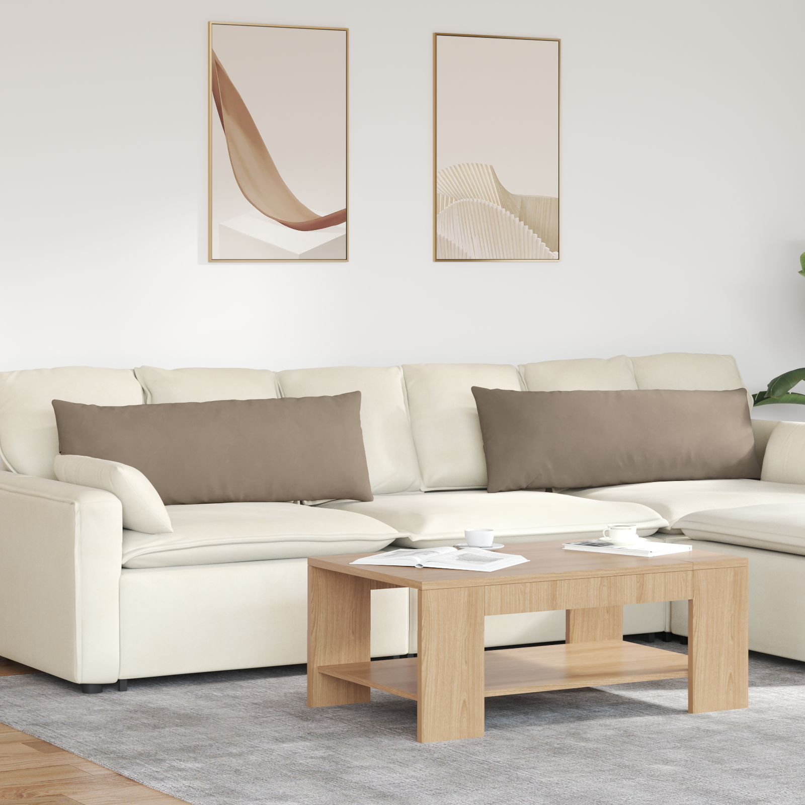 Sofa Pagalvės 2 pcs Taupe 120 x 40 cm audinys