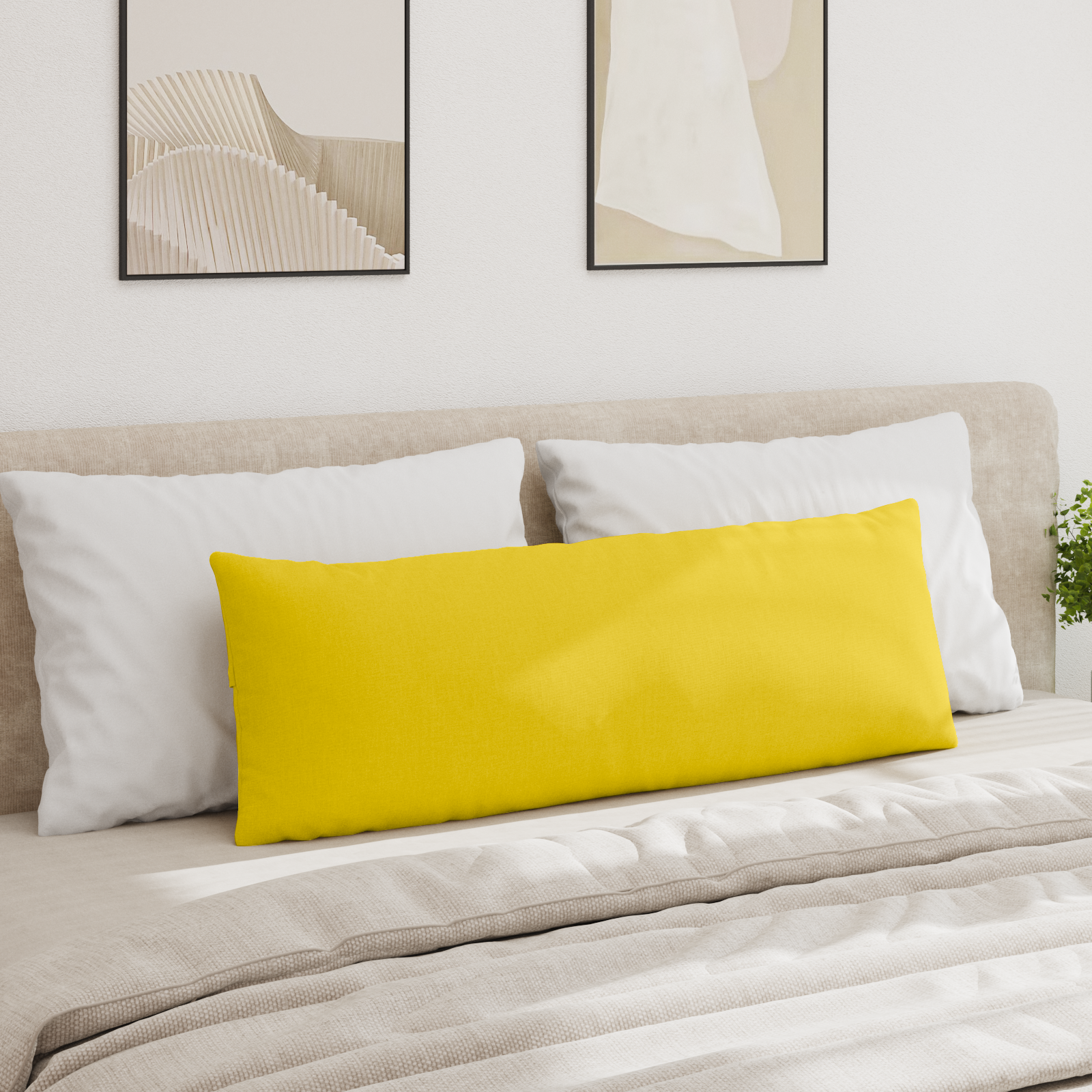 Sofa Pagalvės 2 pcs Šviesi geltona 120 x 40 cm audinys