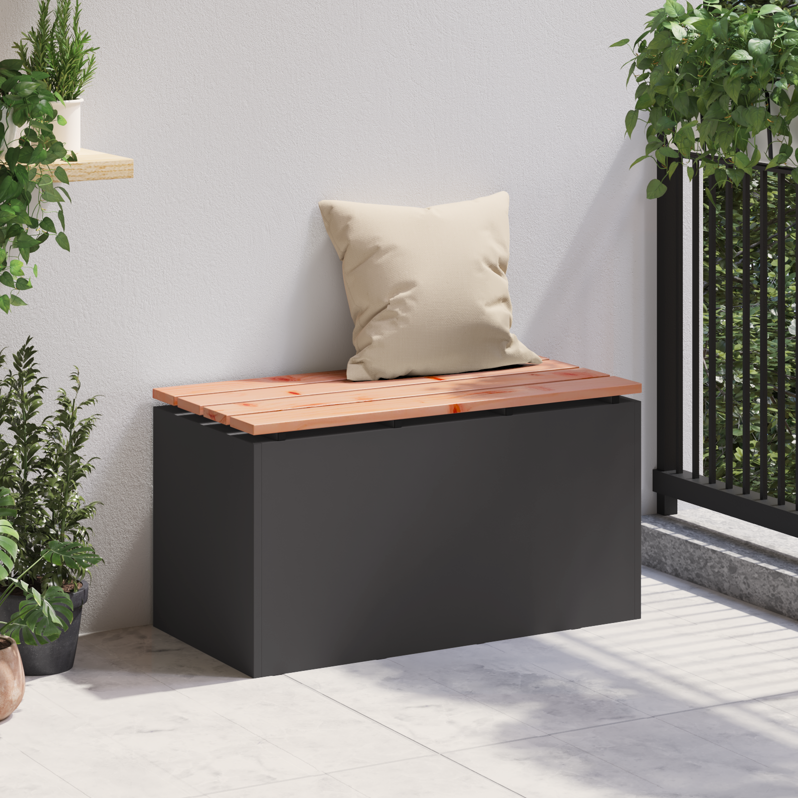 Sodo suolas Juoda 80 x 40 x 43 cm Plienas