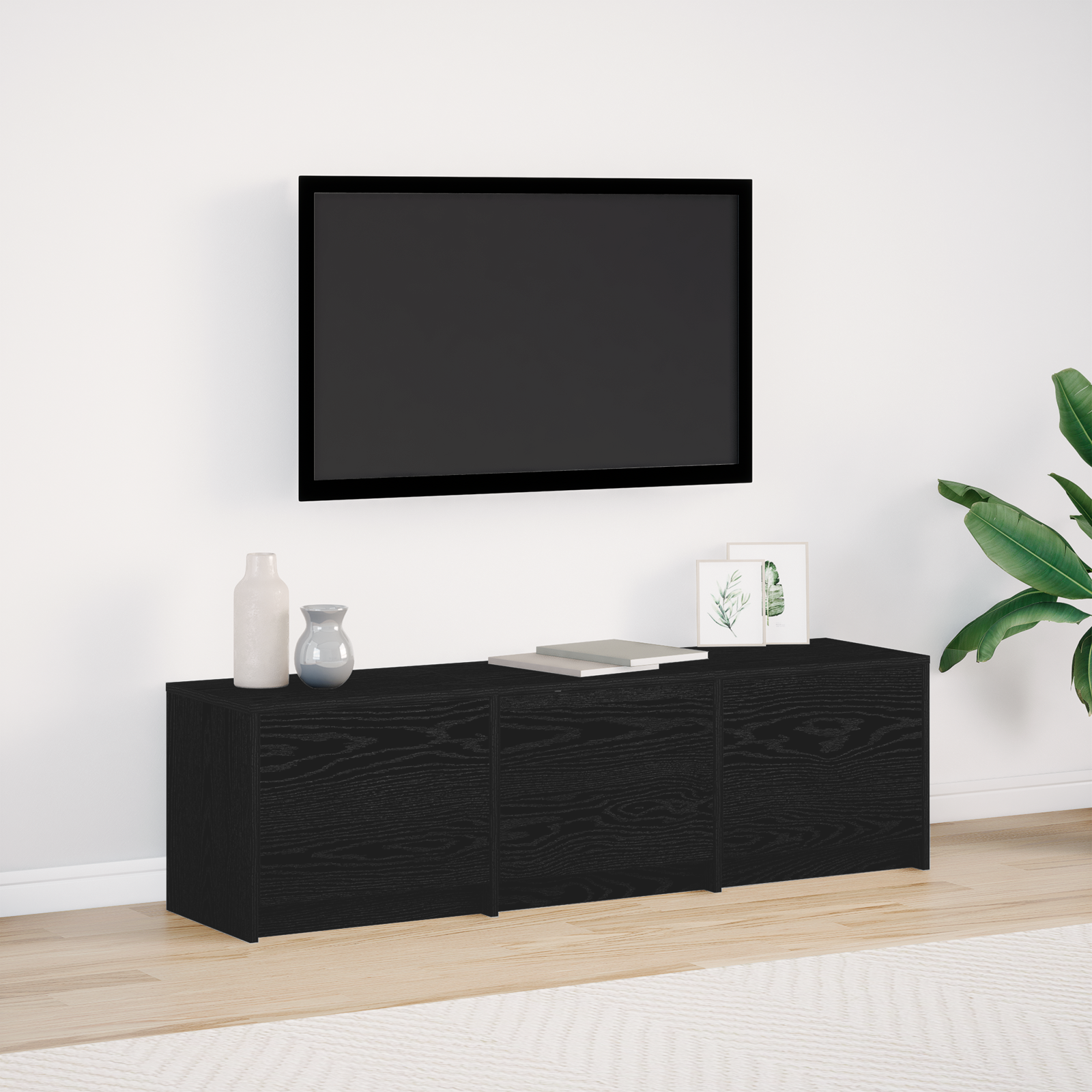 TV spinta su LED su stalčių Juodas ąžuolas 140 x 34 x 40 cm