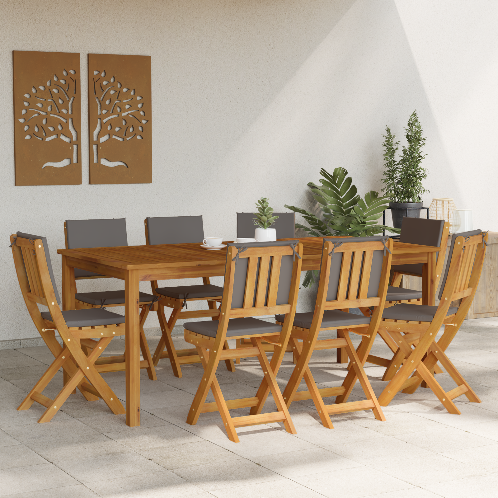 Lauko bistro kėdės 8 pcs Tamsiai pilka 38 x 46 x 85 cm