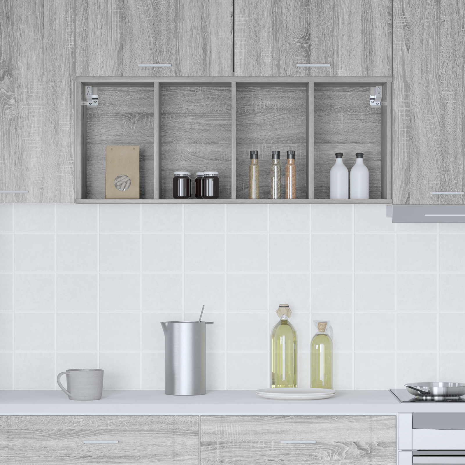 Wall Cabinet Riga Grey Sonoma 40 x 29.5 x 100 cm