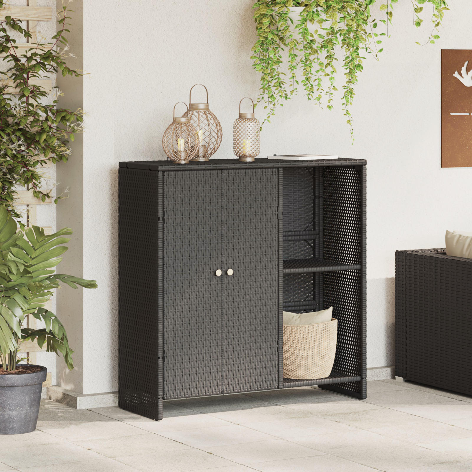 Oppbevaringsskap su saugykla Juoda 100 x 36 x 102 cm Ratanas