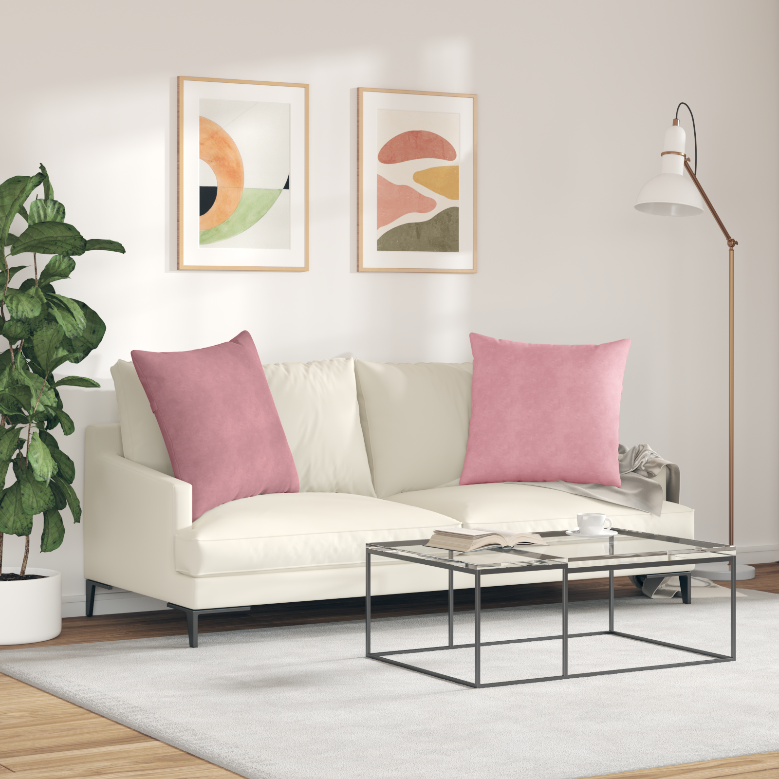 Sofa Pagalvės 2 pcs Rožinė 80 x 80 cm Kordūrinis audinys