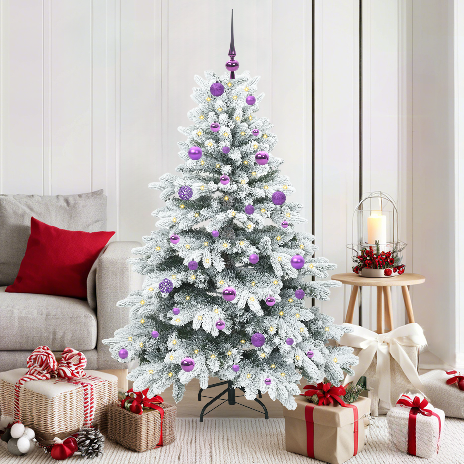 Mākslīgā Ziemassvētku eglīte ar 150 LED balta 150 cm PE un PVC