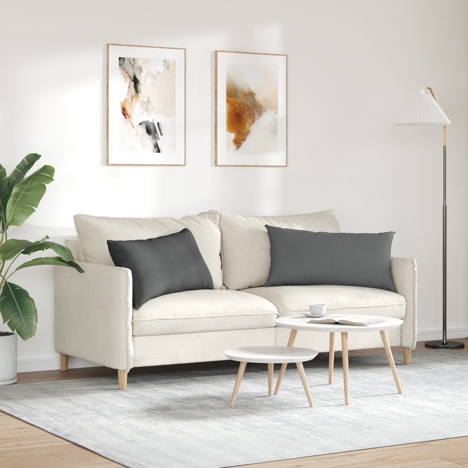 Sofa Pagalvės 2 pcs Tamsiai pilka 80 x 40 cm audinys