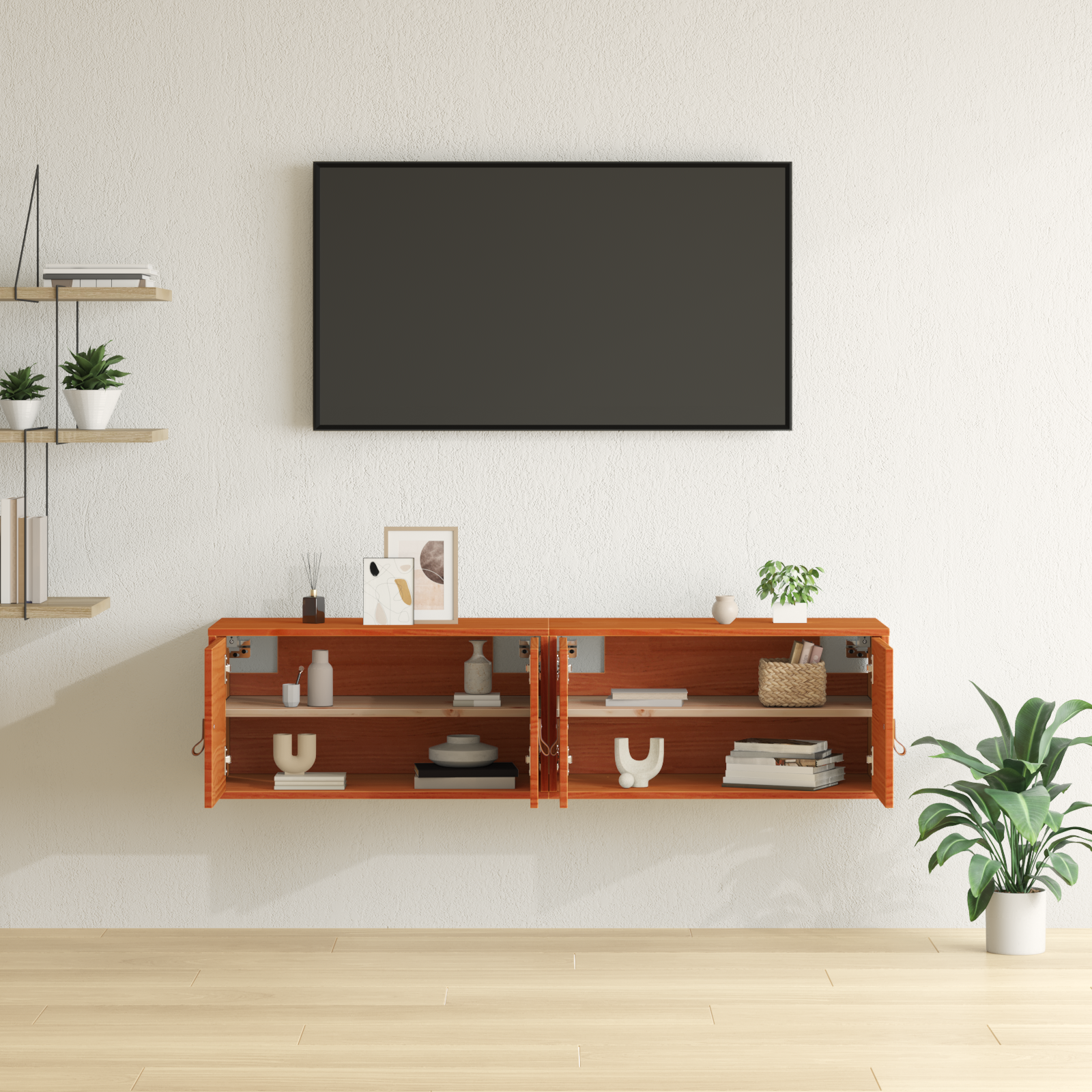 Wall Cabinet with Shelf 2 pcs Wax Brown 60 x 30 x 30 cm