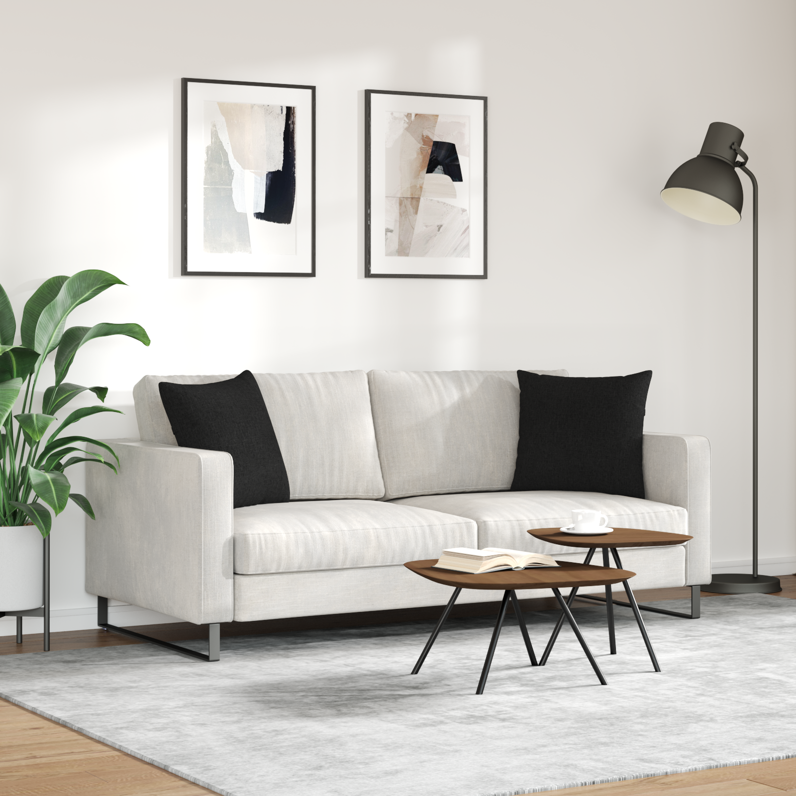 Sofa Pagalvės 2 pcs Juoda 45 x 45 cm audinys