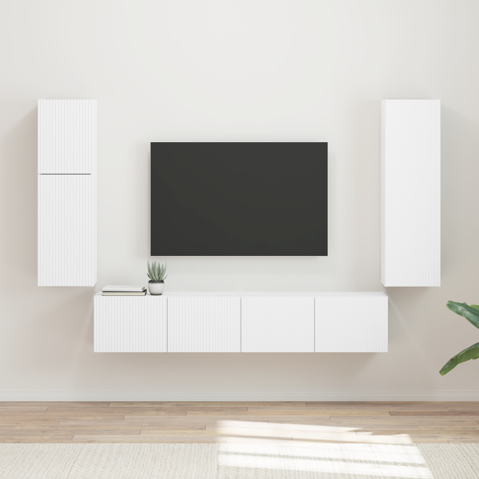 TV spintelių komplektas 4 pcs Balta Apdirbta mediena