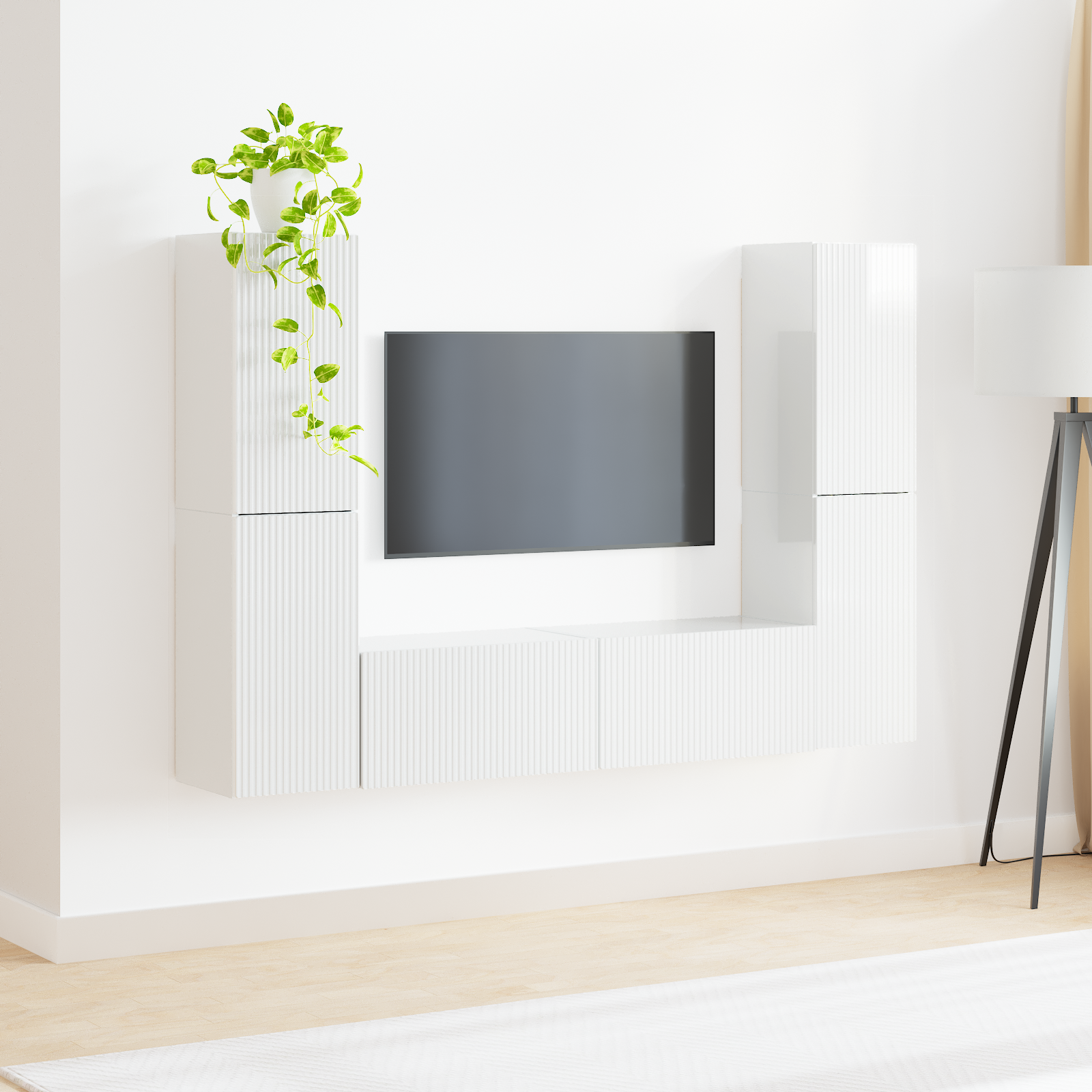 TV spintelių komplektas 6 pcs Aukštai blizganti balta