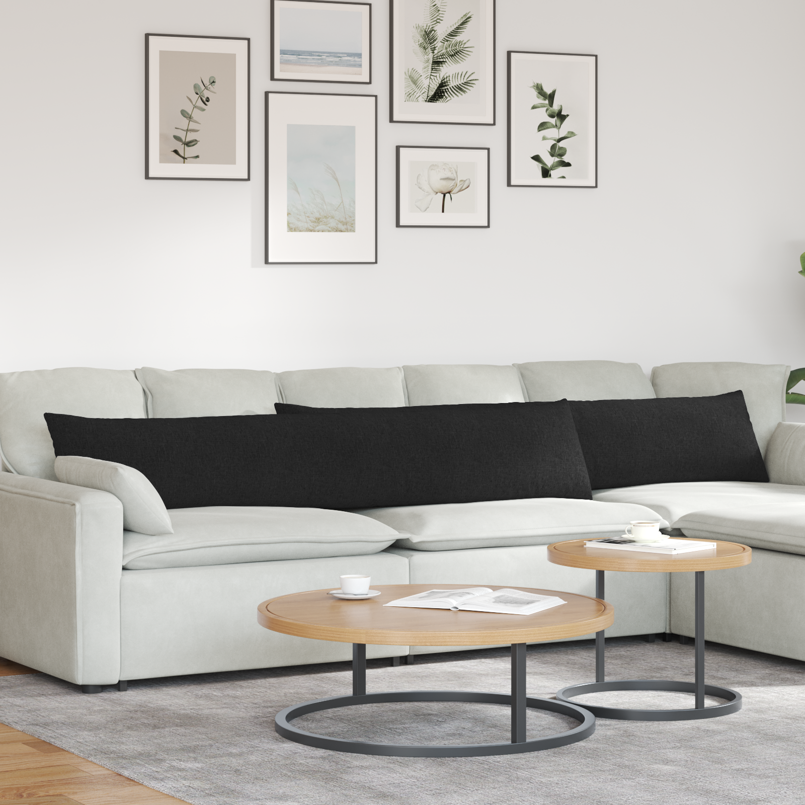 Dīvāna spilveni 2 gab. Melni 200 x 40 cm audums