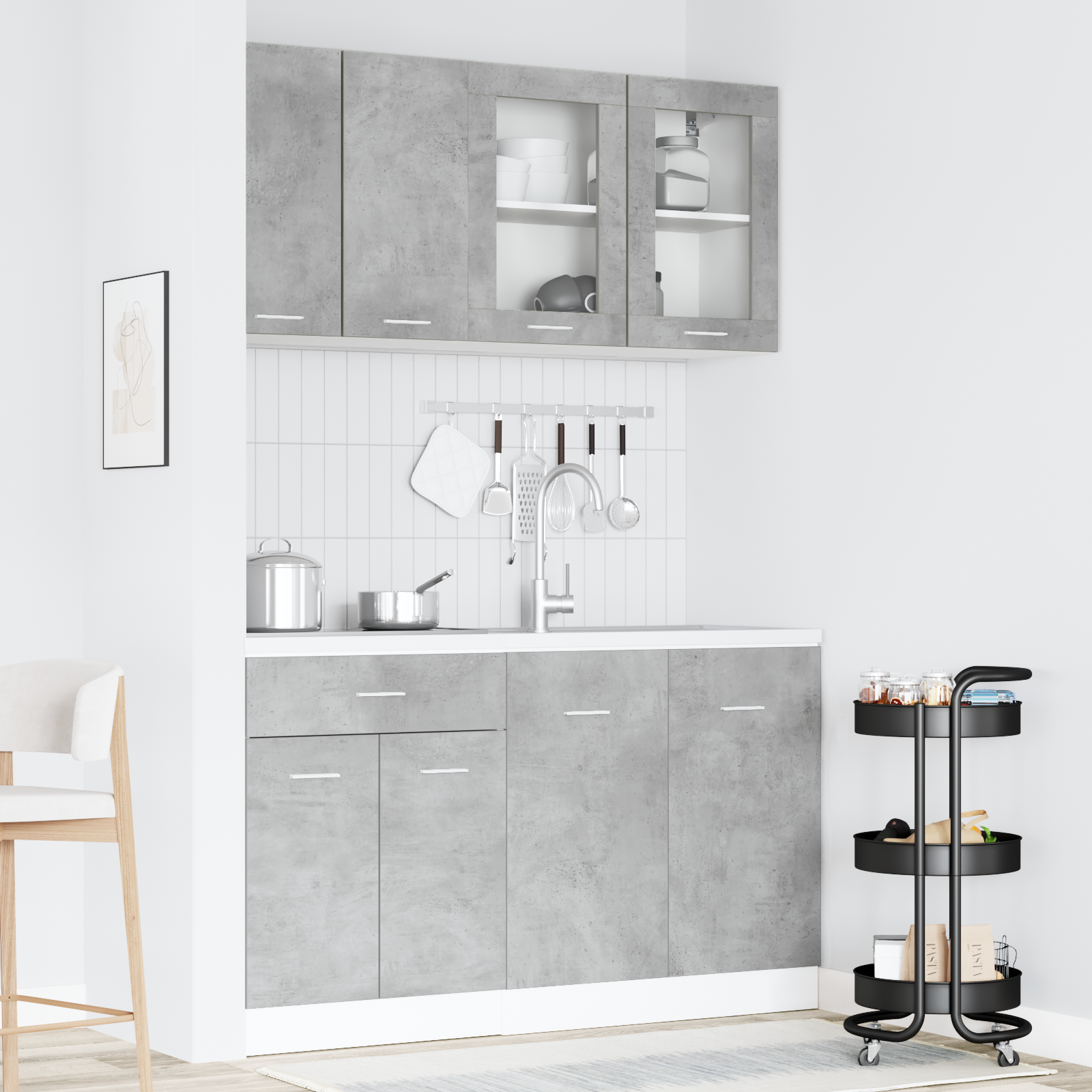 Virtuvės vienetas Lyon 4 pcs Betono pilka Apdirbta mediena