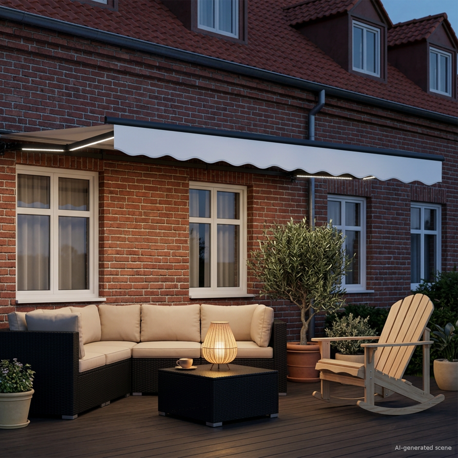 Manual awning frame with LED White 3 x 2.5 m