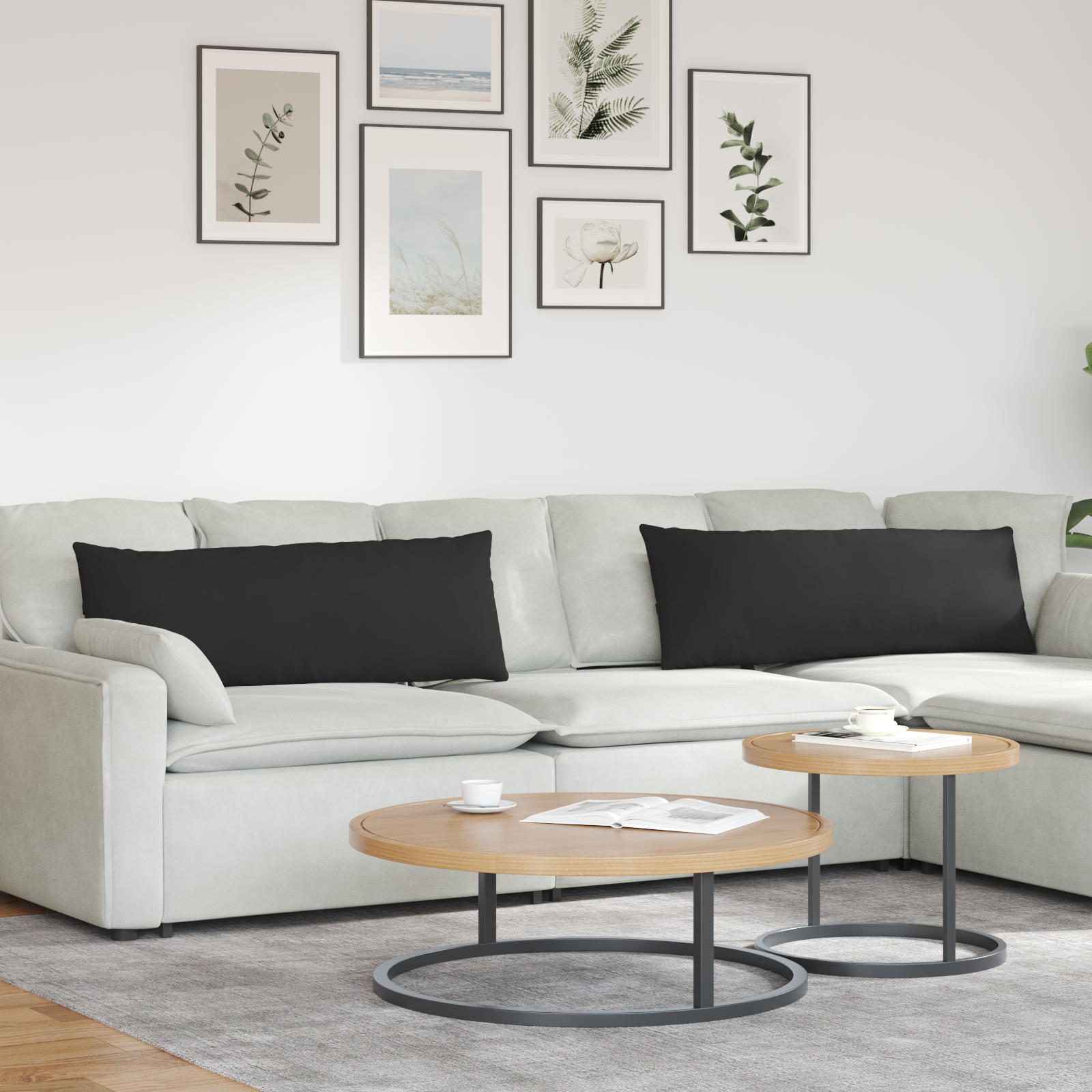 Dīvāna spilveni 2 gab. melni 120 x 40 cm audums