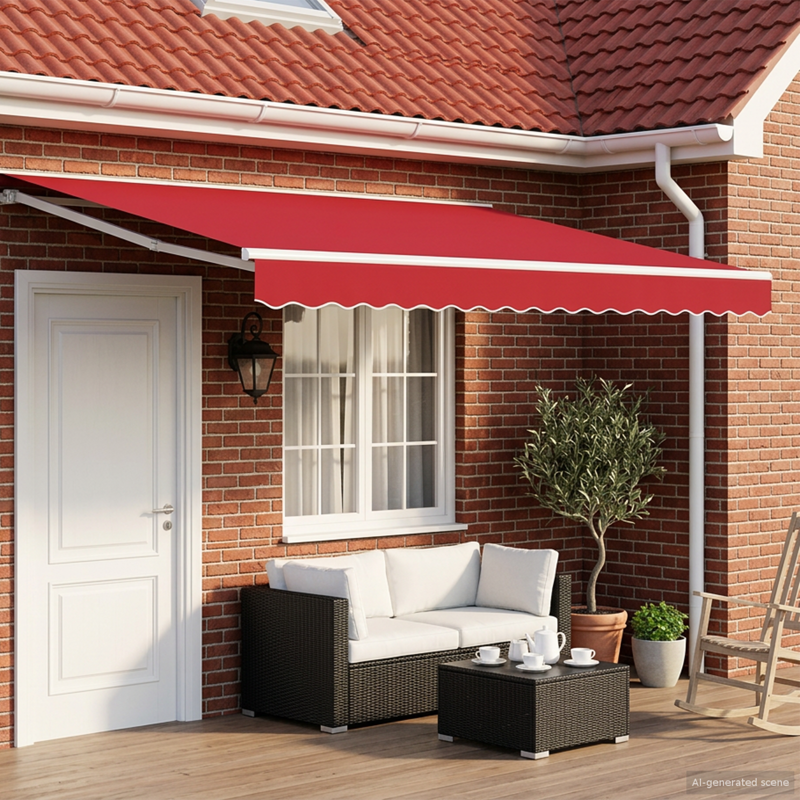 Retractable electric awning Red 4 x 3 m