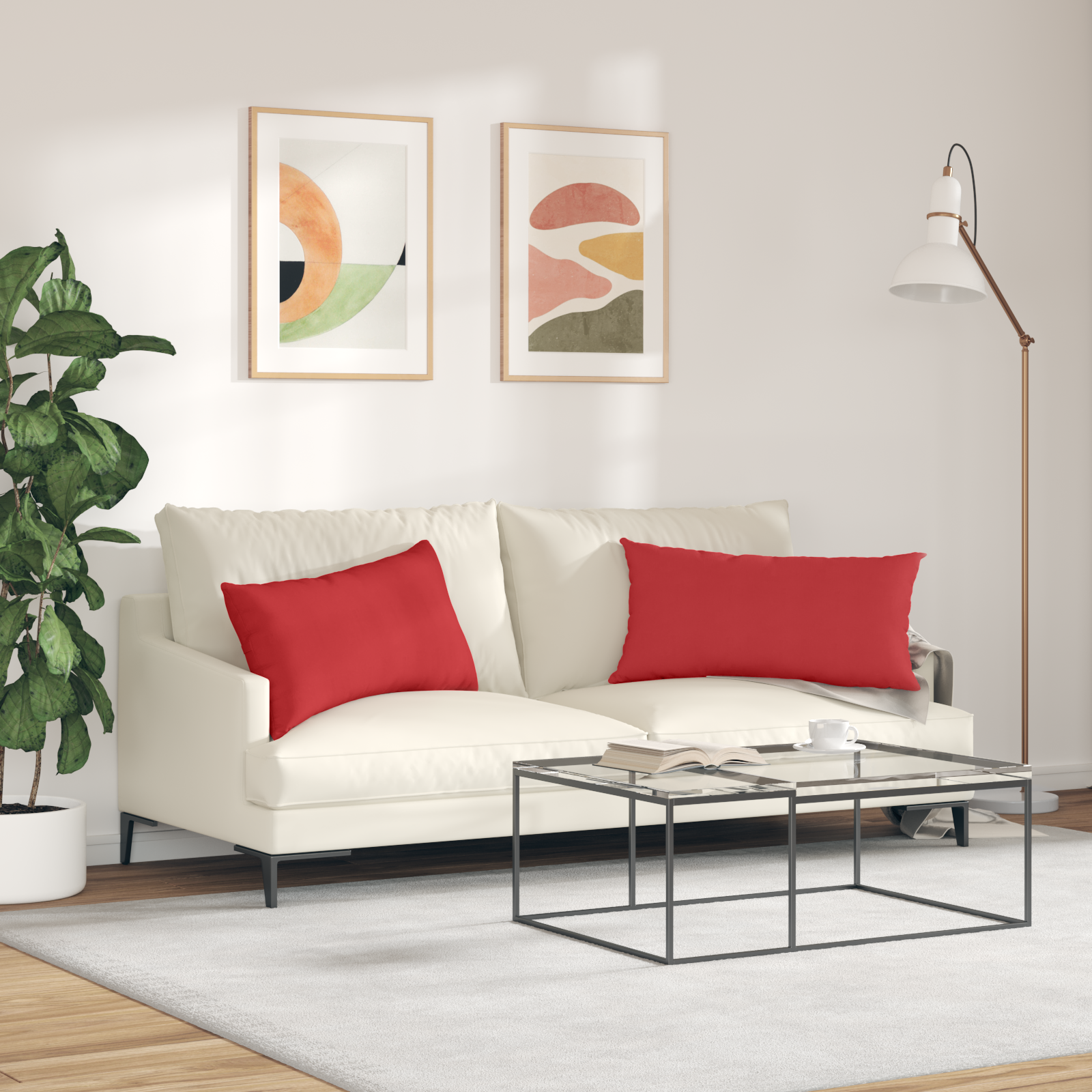 Sofa Pagalvės 2 pcs Raudona 80 x 40 cm audinys