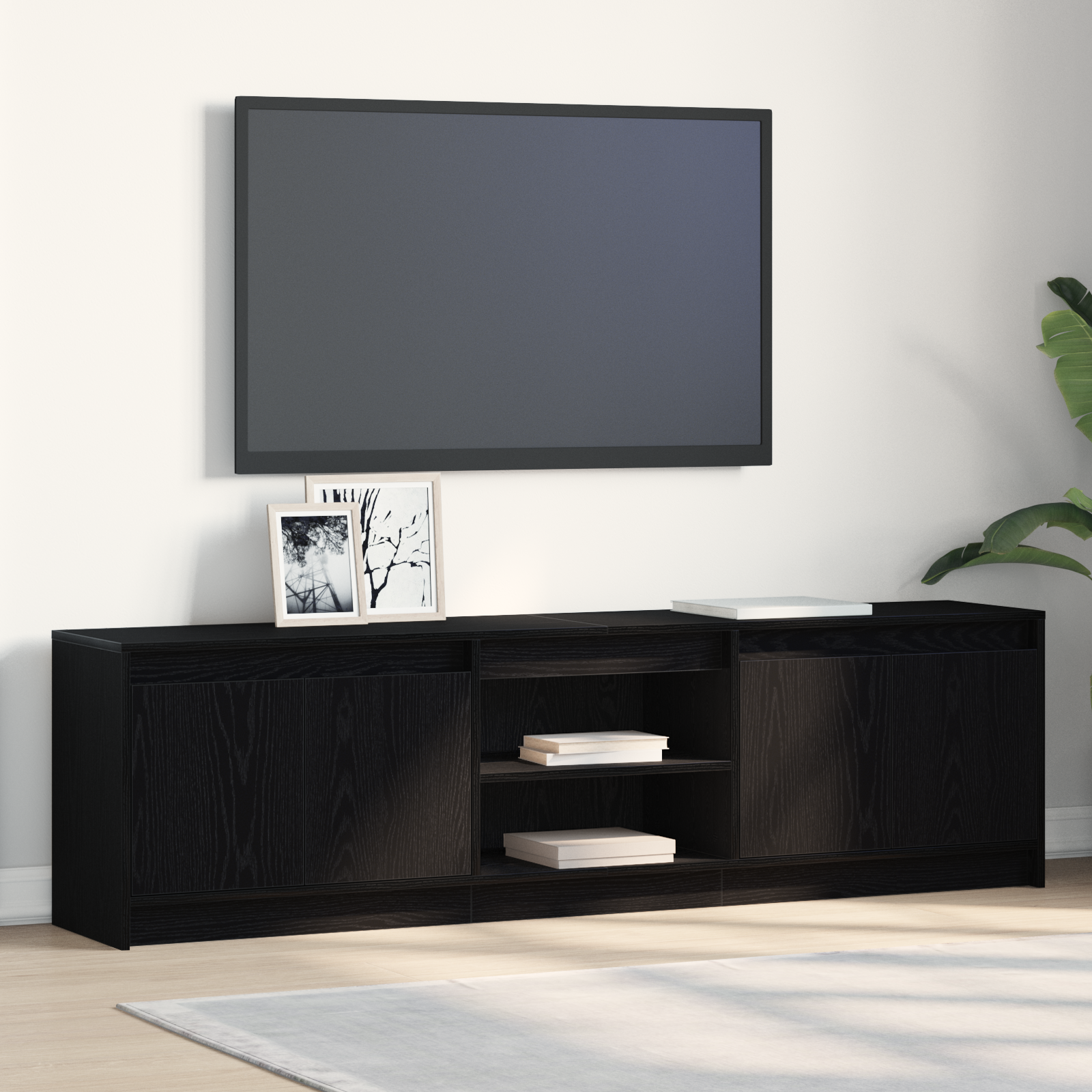 TV vienetai 2 pcs Juoda 180 x 34 x 50 cm Apdirbta mediena