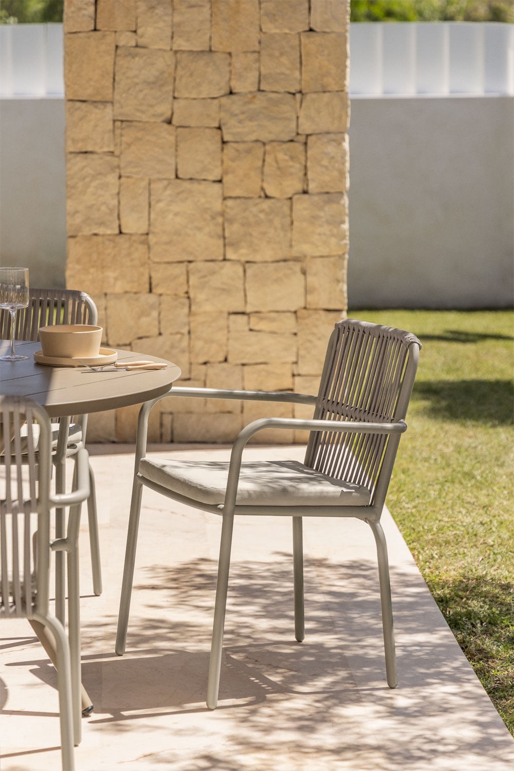 Stackable outdoor chair FLORA, Light grey