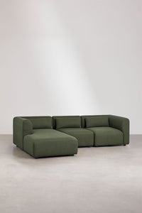 Kampinė sofa FOGLERA, šenilo, šalavijo žalios spalvos šenilas spalva