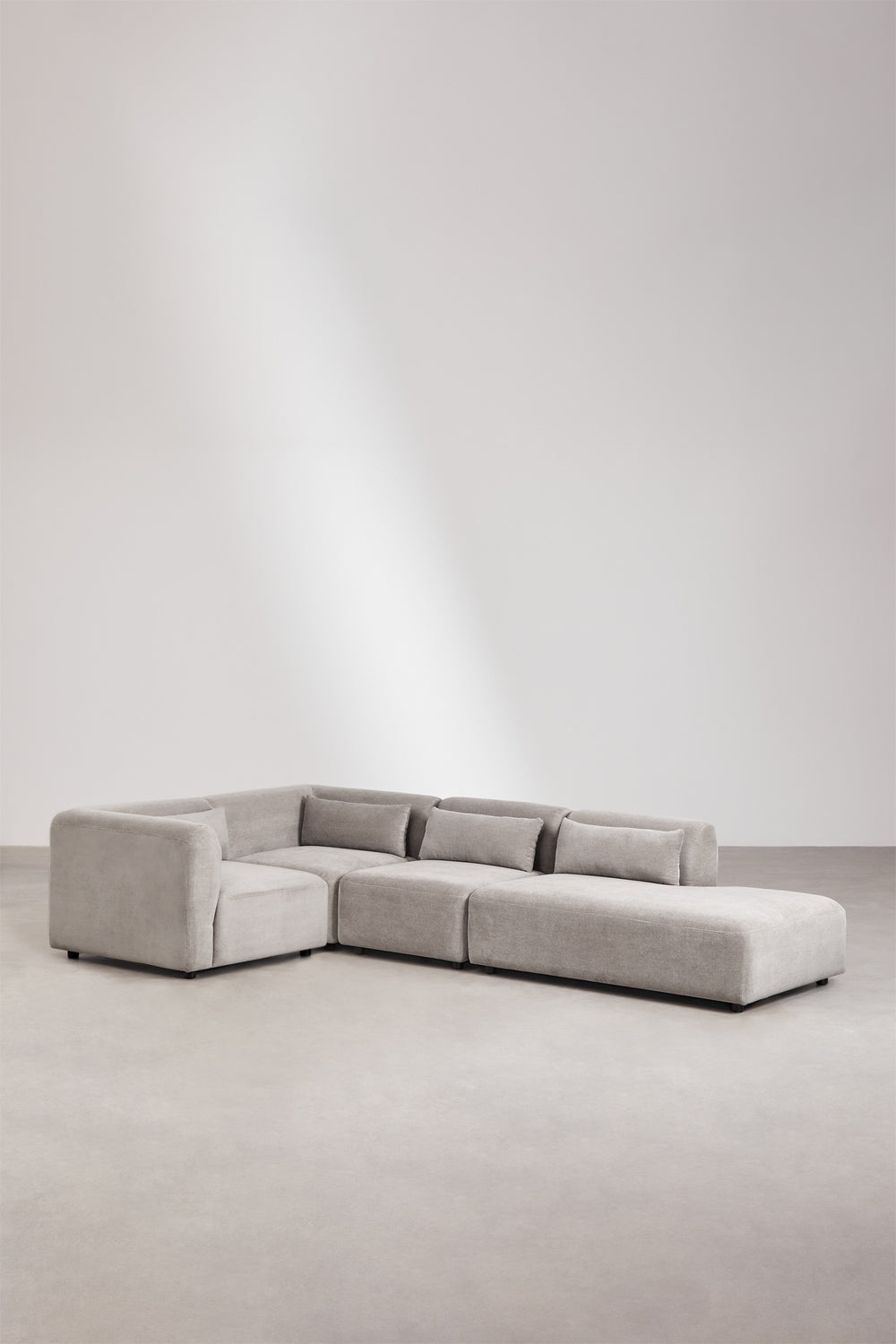 Kampinė sofa FOGLERA pilka spalvos, boucle