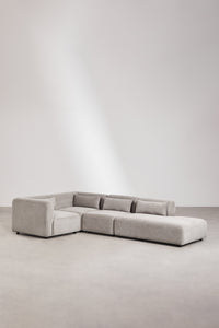 Kampinė sofa FOGLERA pilka spalvos, boucle